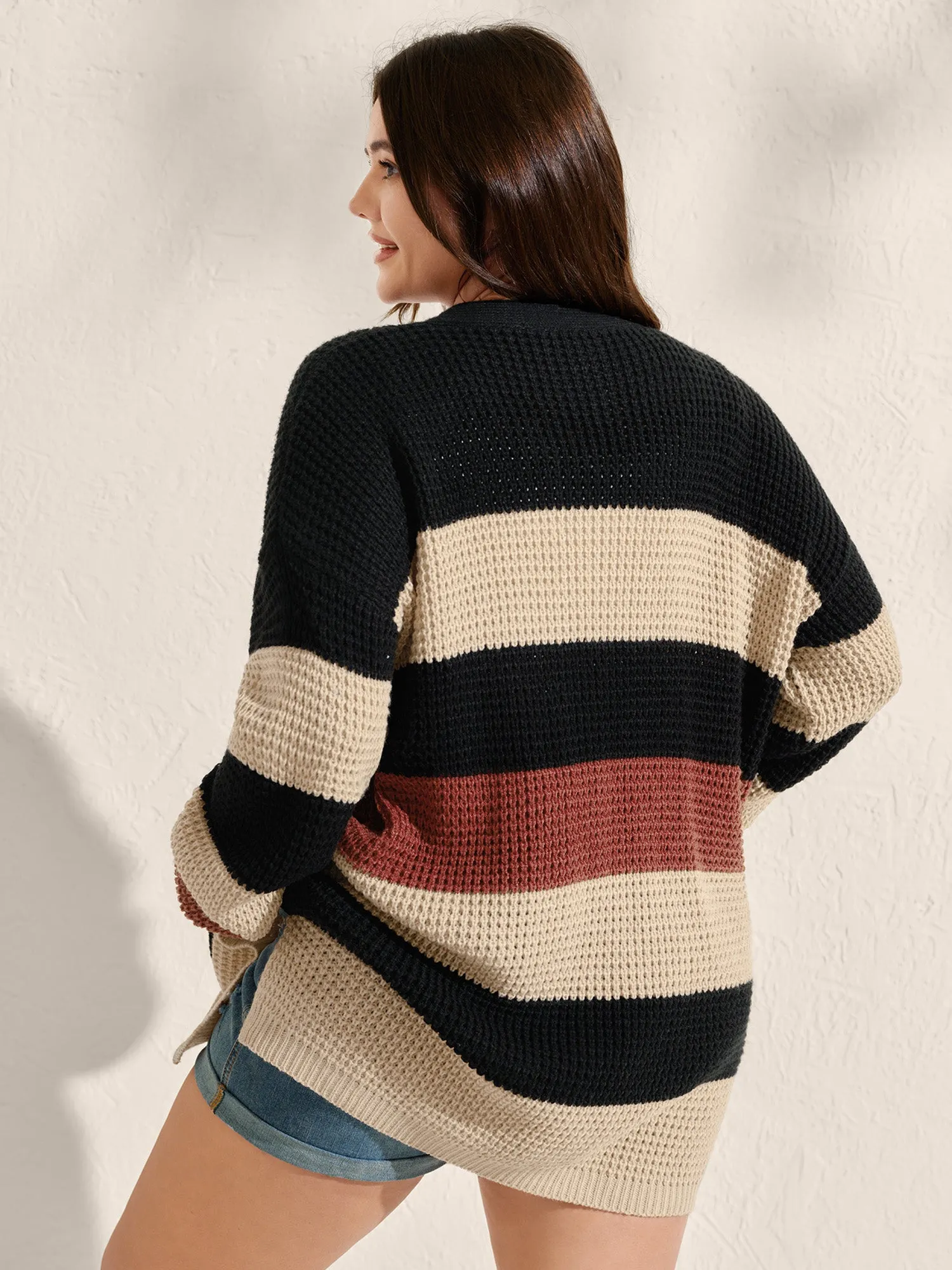 Color Block Textured Pockets Knit Cardigan sold by Bloomchic product image thumbnail 4