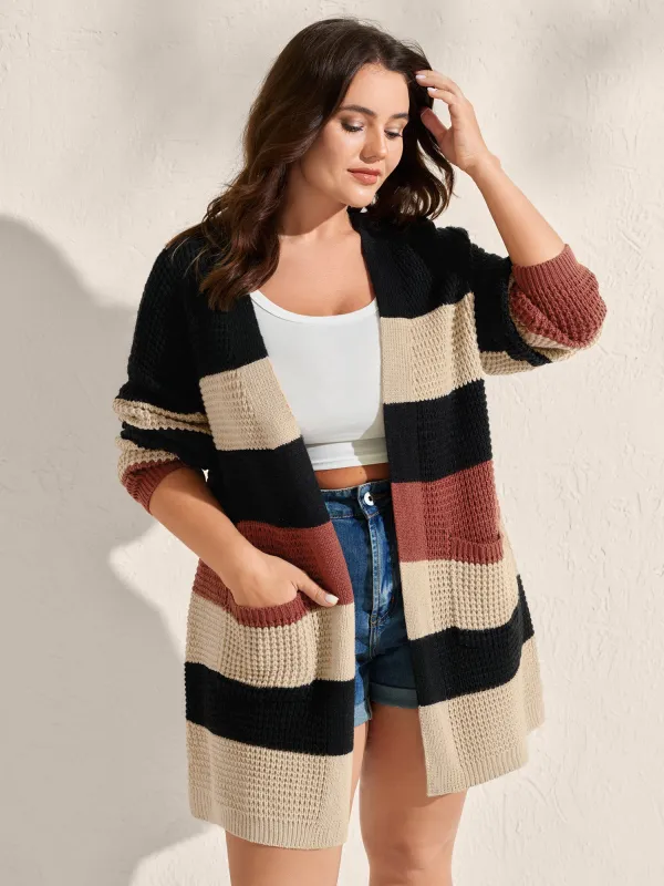 Color Block Textured Pockets Knit Cardigan sold by Bloomchic