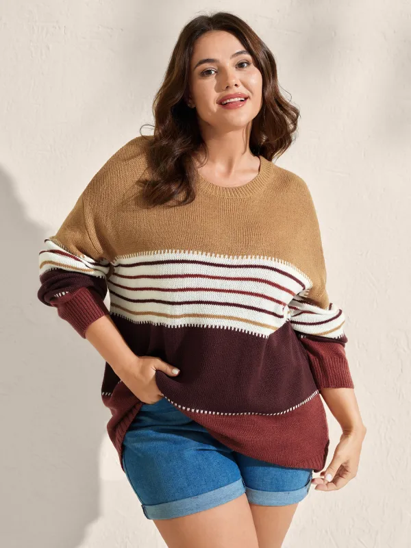 Color Block Striped Contrast Pullover sold by Bloomchic