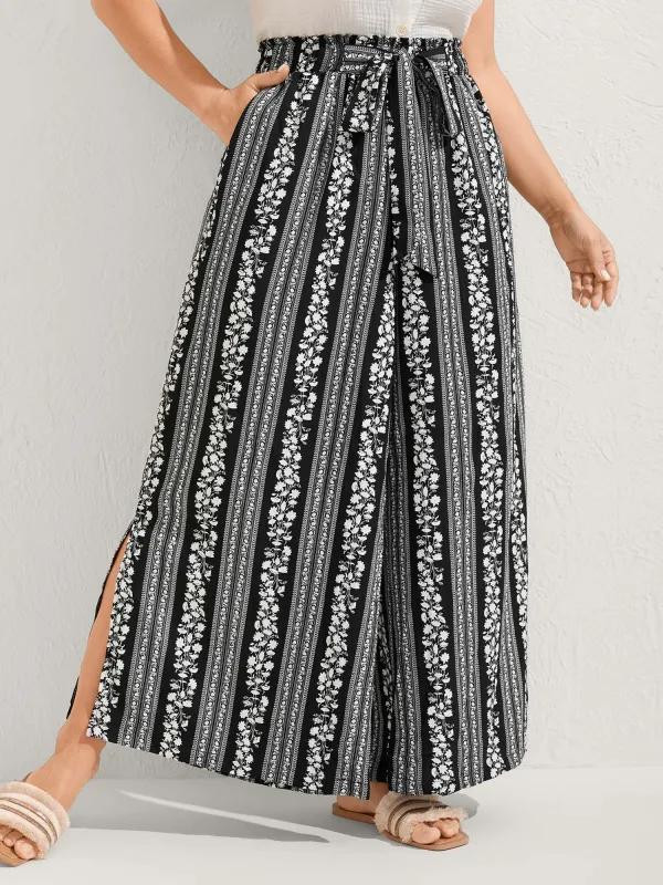 Boho Stripes Side Slit Wide-Leg Pants sold by Bloomchic