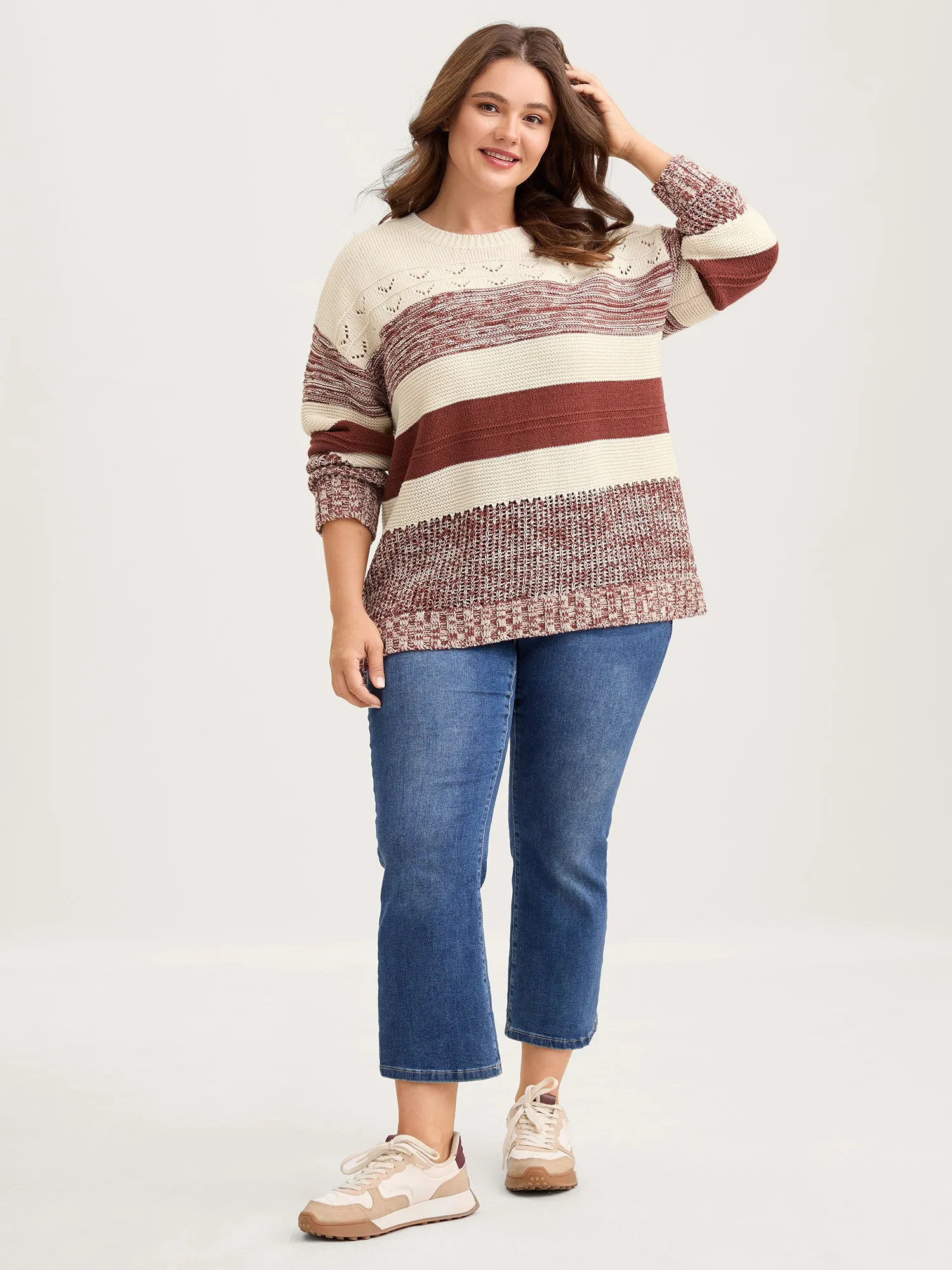 Color Block Textured Cut-Out Sweatshirt sold by Bloomchic product image thumbnail 3