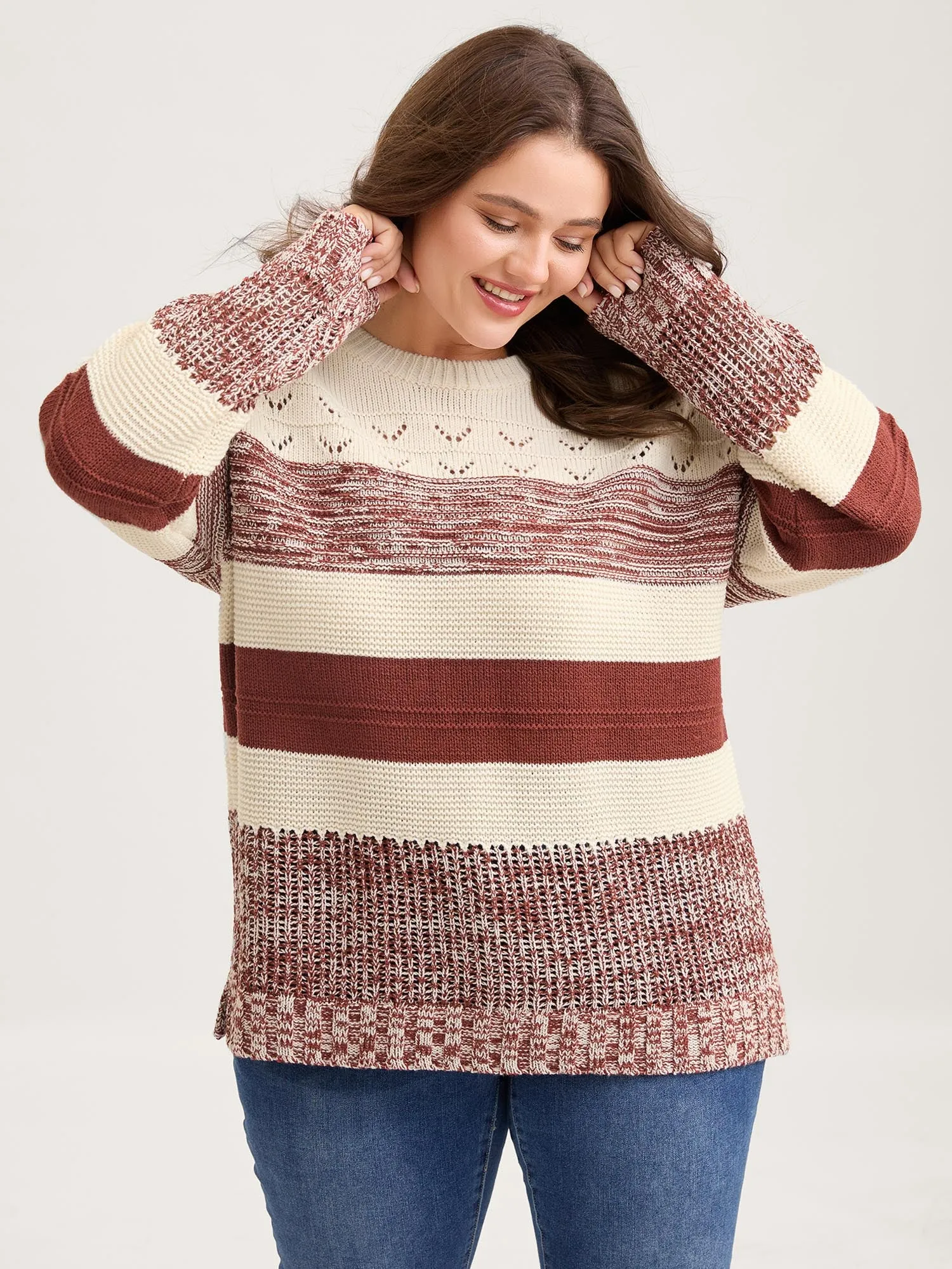 Color Block Textured Cut-Out Sweatshirt sold by Bloomchic