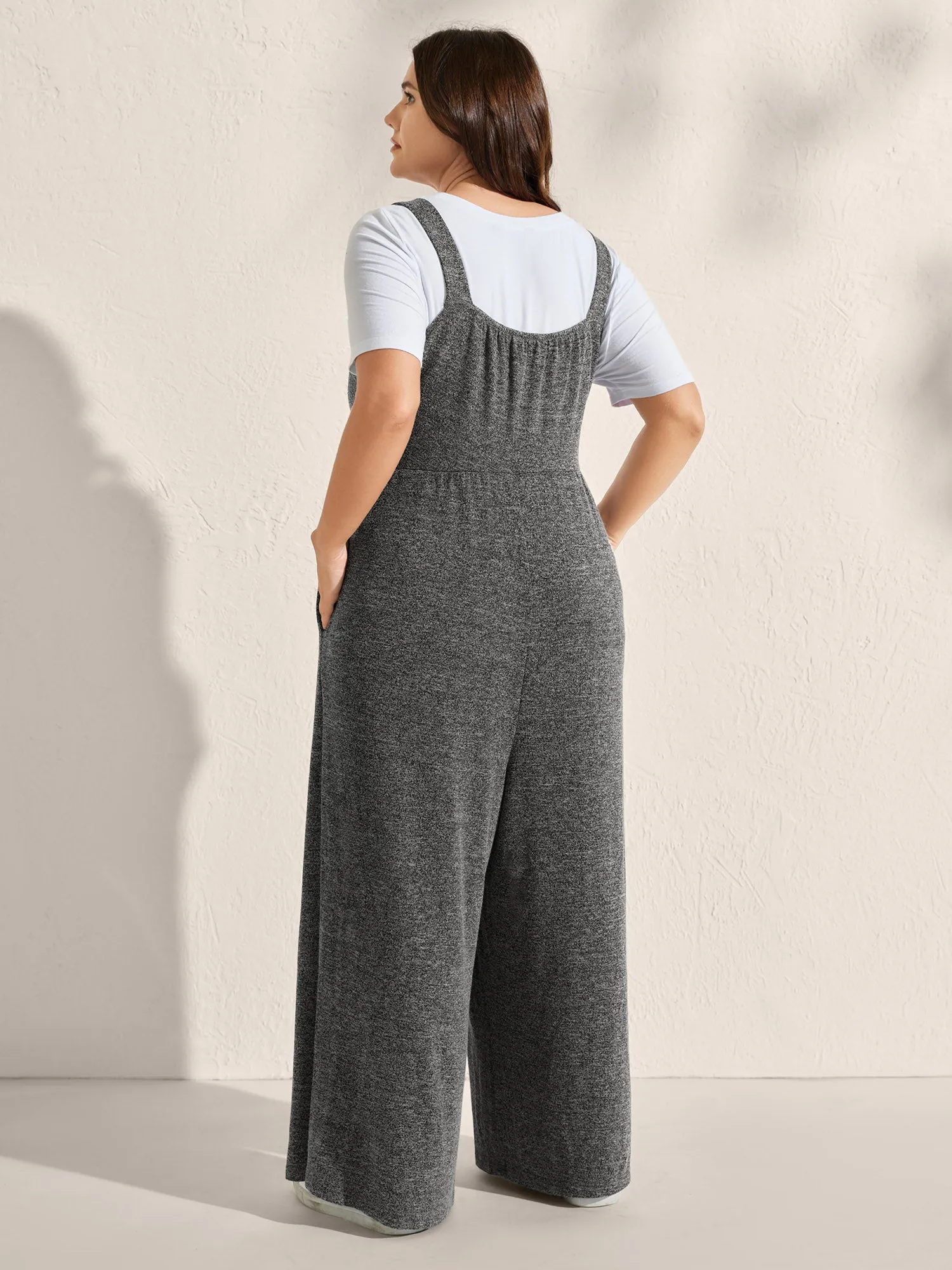 Heather Stretchy Wide-Leg Jumpsuit sold by Bloomchic product image thumbnail 4