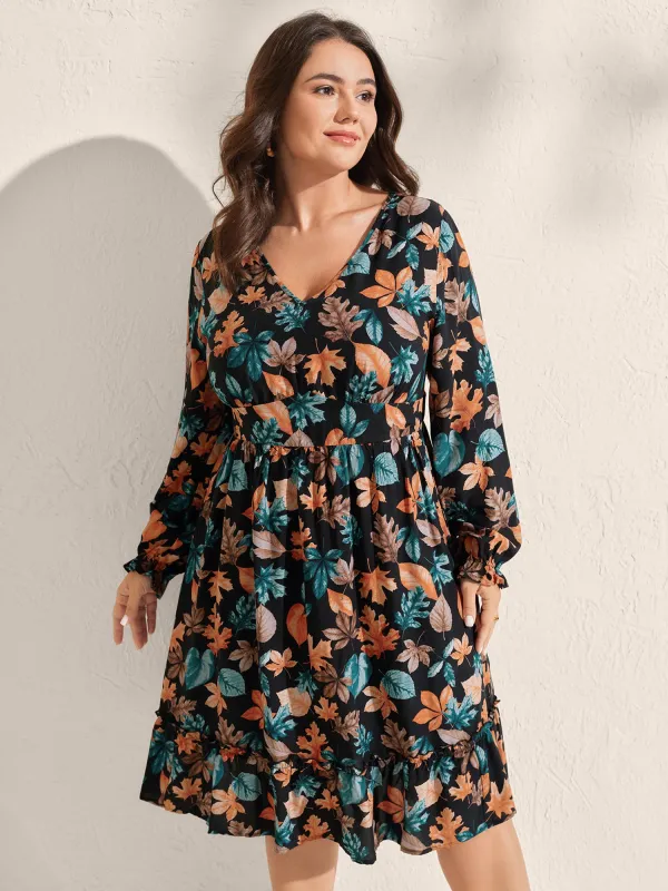 Floral Print V-Neck Pockets Knee-Length Dress sold by Bloomchic