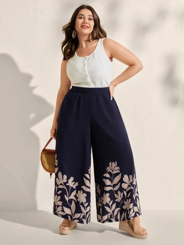 Floral Hem Print Wide-Leg Pants sold by Bloomchic