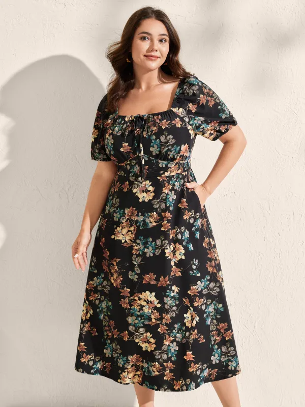 Floral Print Bust Ease Pockets Midi Dress sold by Bloomchic