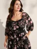 Chiffon Floral Print Lace Trim Midi Dress sold by Bloomchic