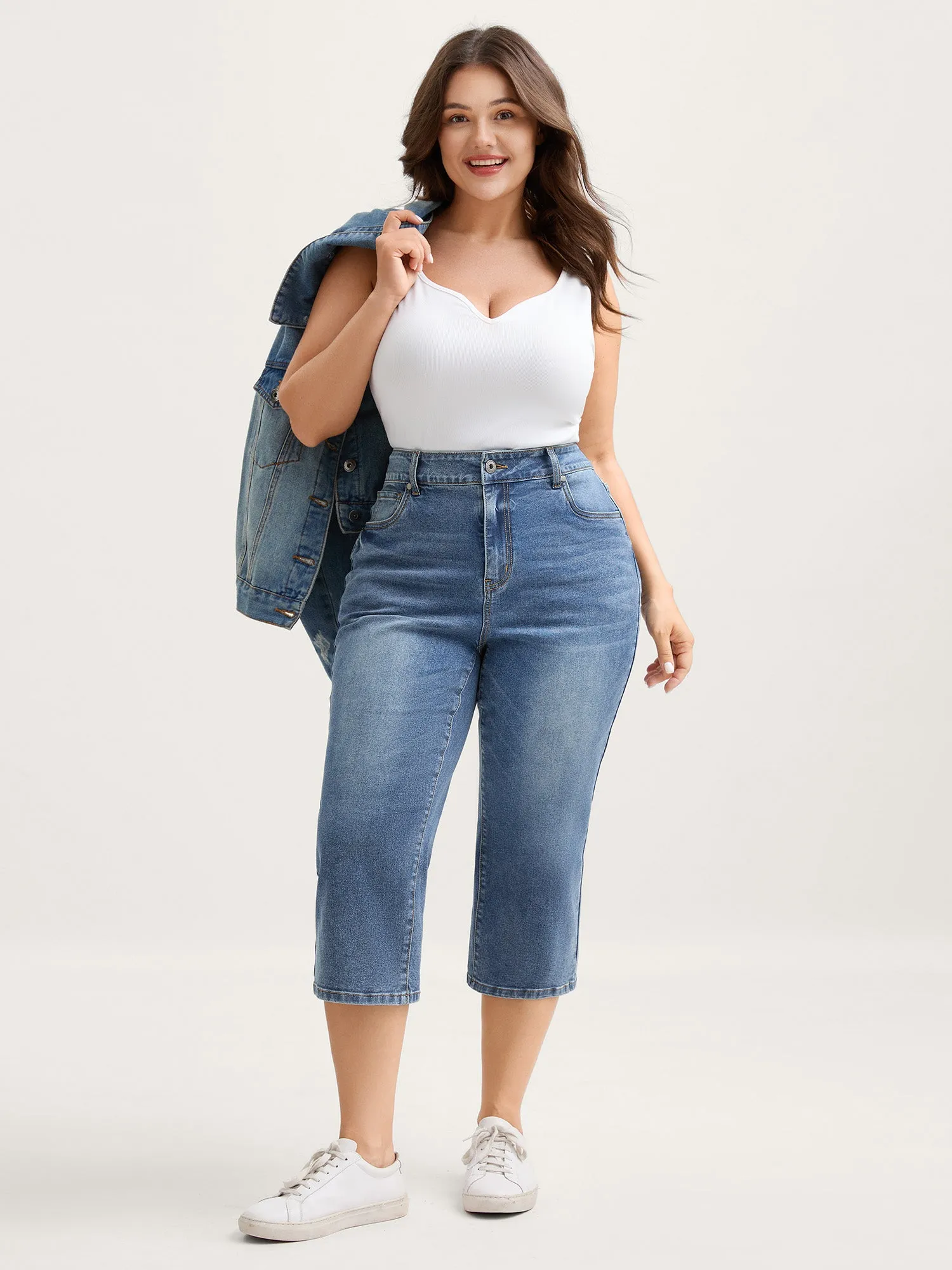 Vintage Wash Bootcut Cropped Jeans sold by Bloomchic product image thumbnail 3