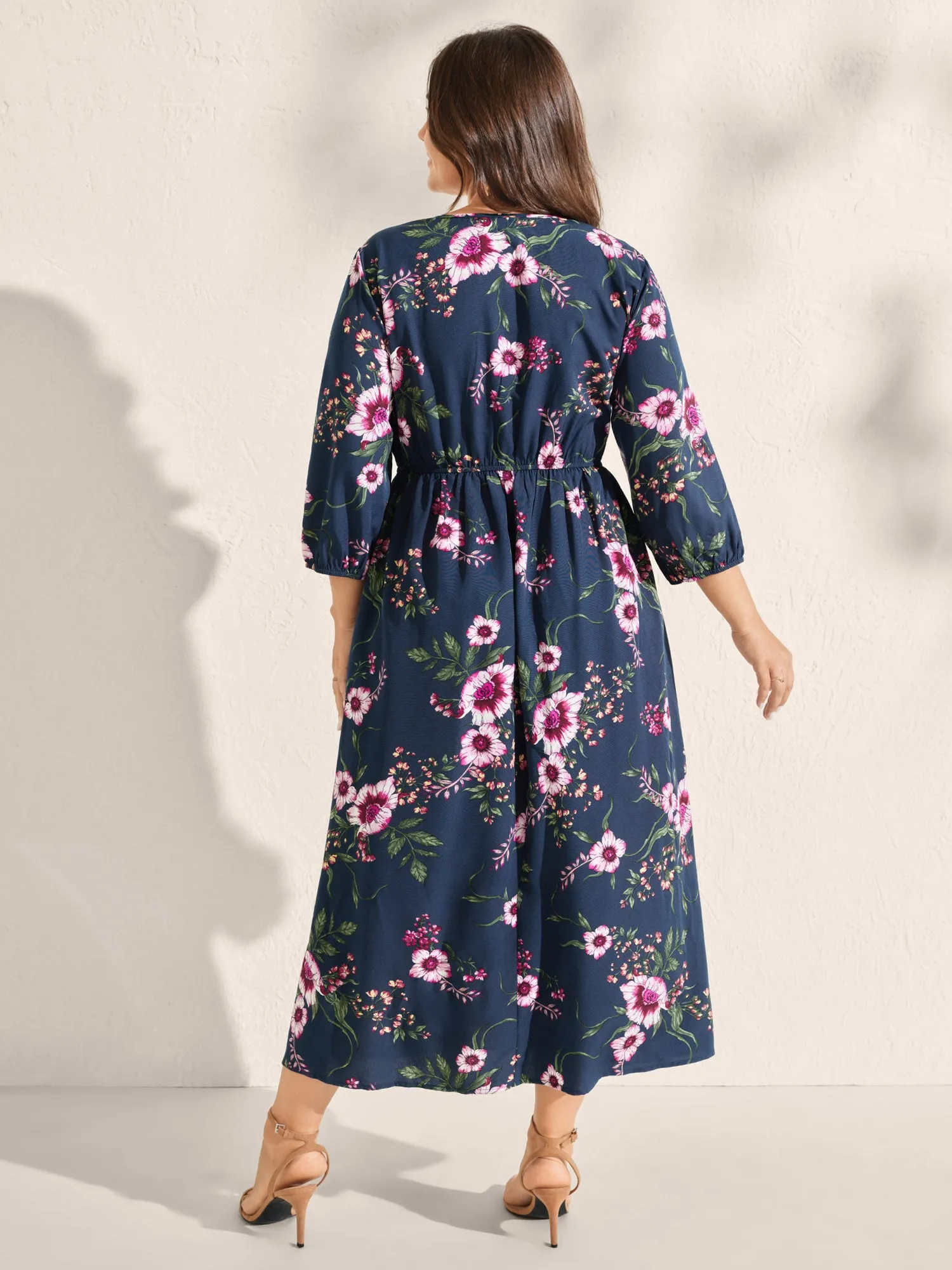 Floral Print Side Slit Pockets Midi Dress sold by Bloomchic product image thumbnail 4