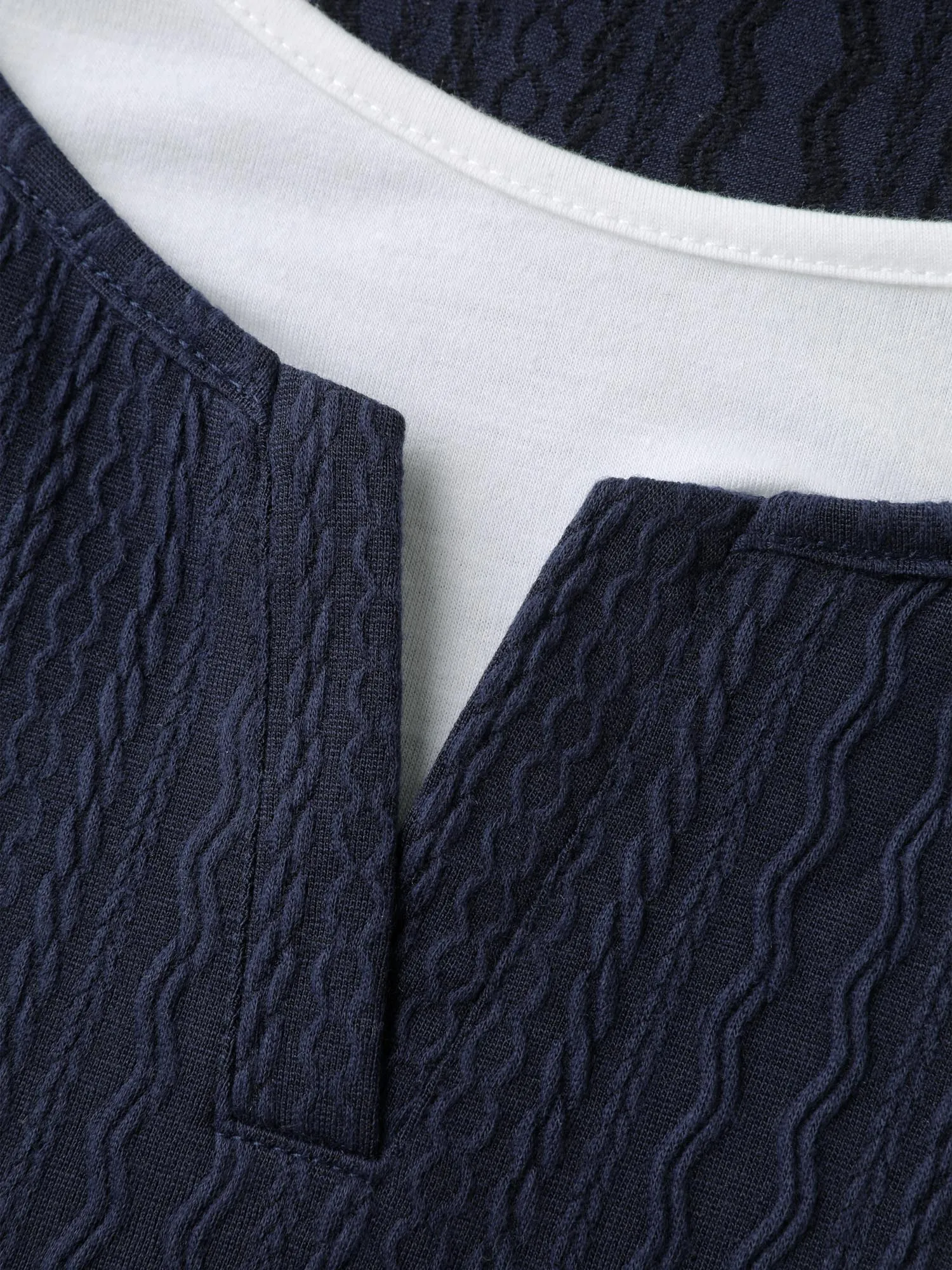 Textured Spliced Round Neck Solid T-Shirt sold by Bloomchic product image thumbnail 5