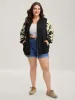 Silhouette Flower Print Zipper-Front Jacket sold by Bloomchic