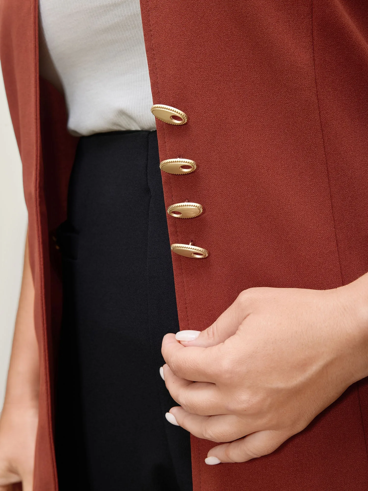 Stretchy Collar Button Detail Vest sold by Bloomchic product image thumbnail 2