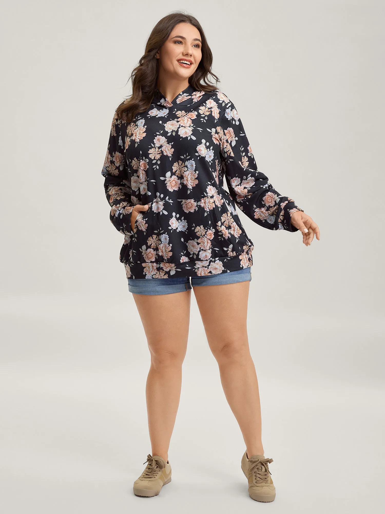 Floral Print Ties Hooded Sweatshirt sold by Bloomchic product image thumbnail 3