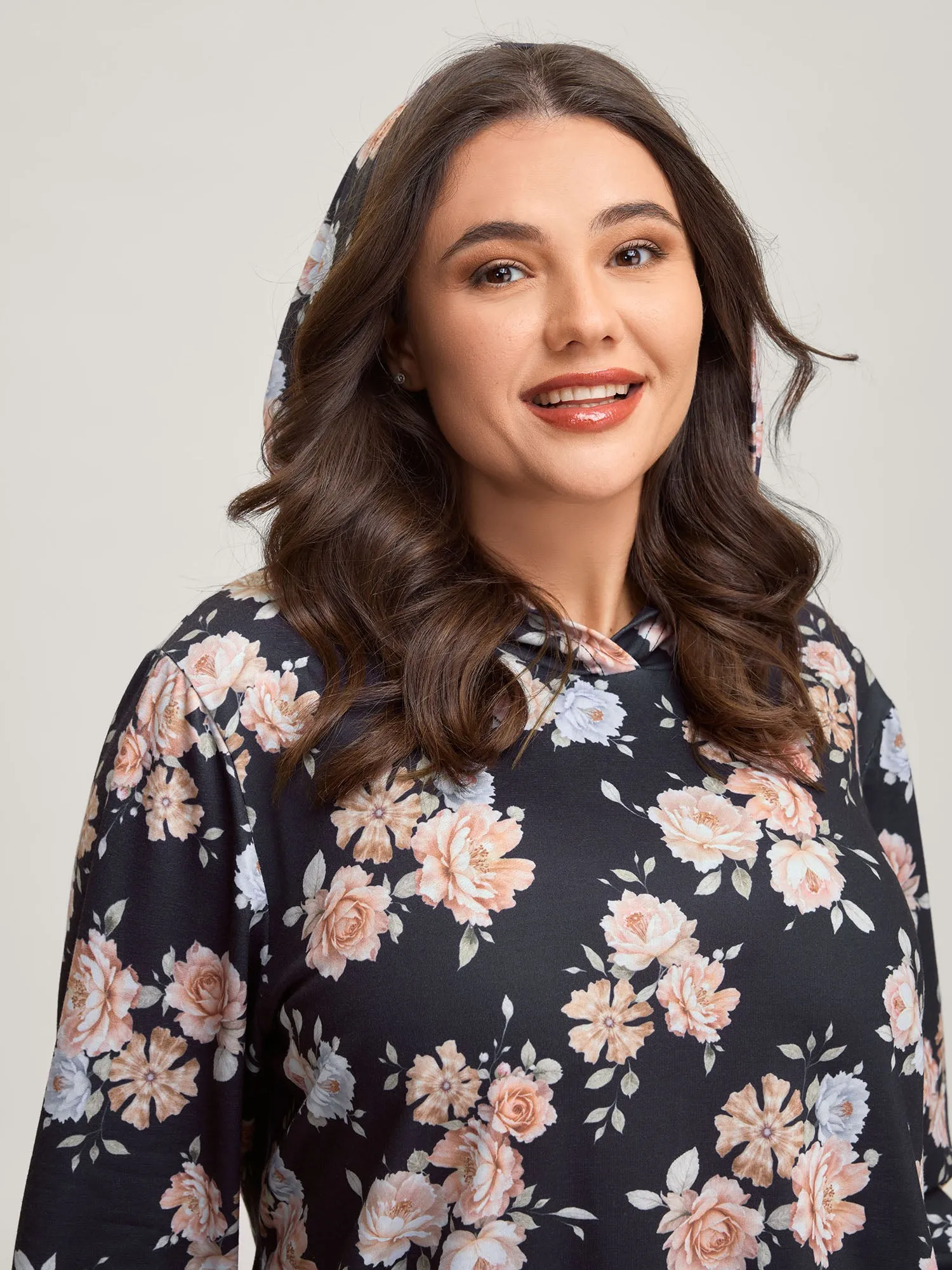 Floral Print Ties Hooded Sweatshirt sold by Bloomchic product image thumbnail 2