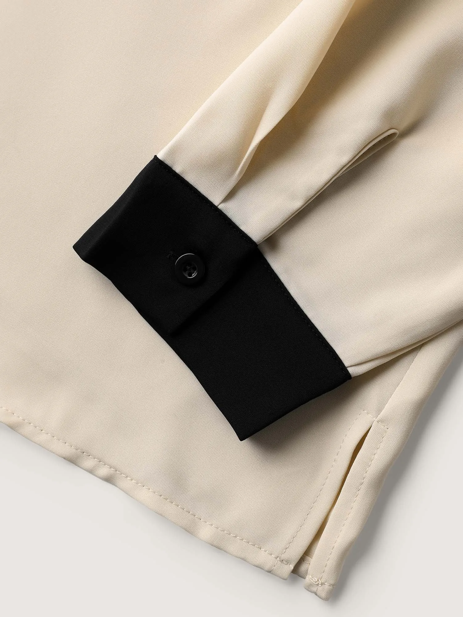 Monochromatic Contrast Neck Cut-Out Blouse sold by Bloomchic product image thumbnail 5