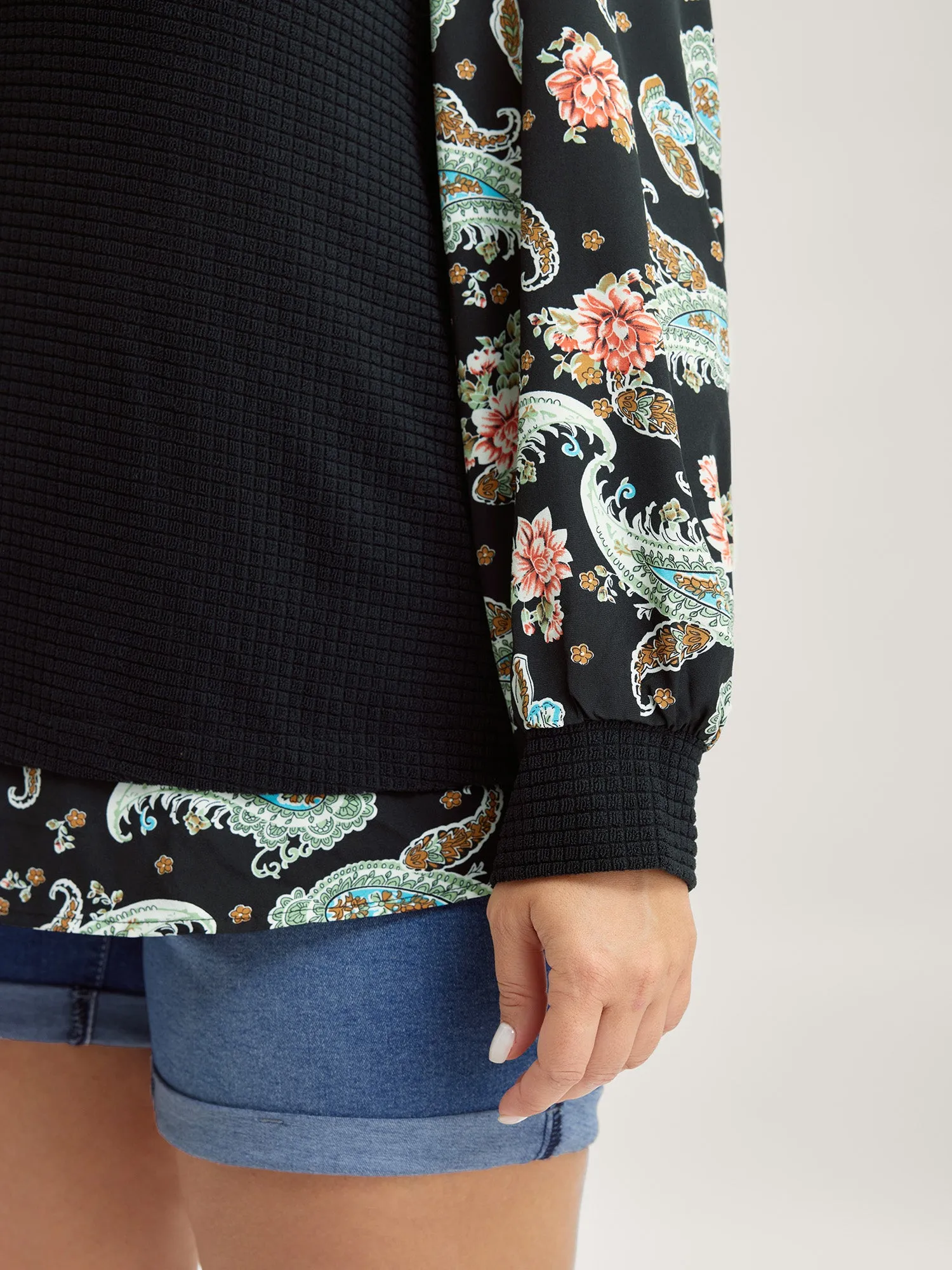 Floral Paisley Contrast Textured Sweatshirt sold by Bloomchic product image thumbnail 2