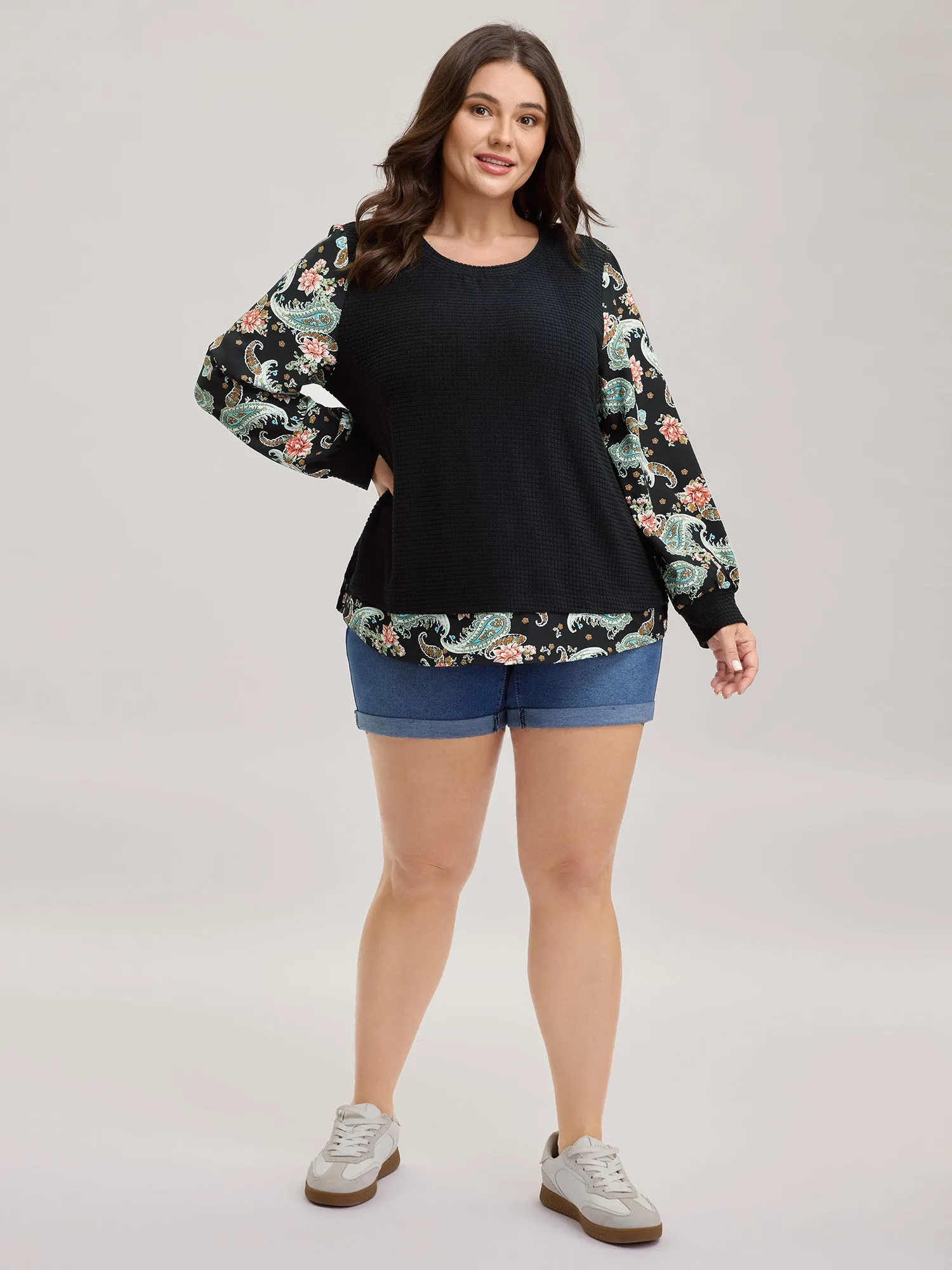 Floral Paisley Contrast Textured Sweatshirt sold by Bloomchic product image thumbnail 4