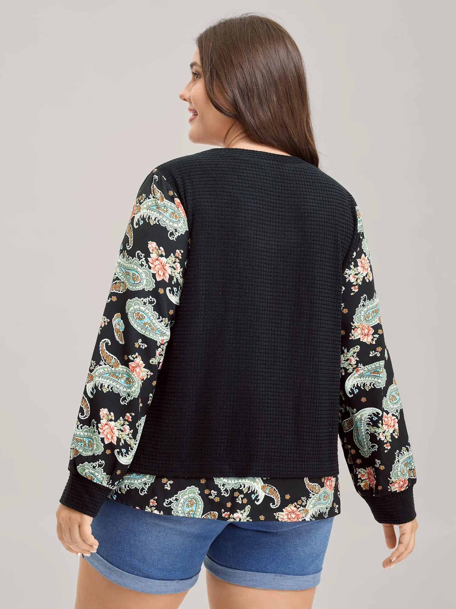 Floral Paisley Contrast Textured Sweatshirt sold by Bloomchic product image thumbnail 5