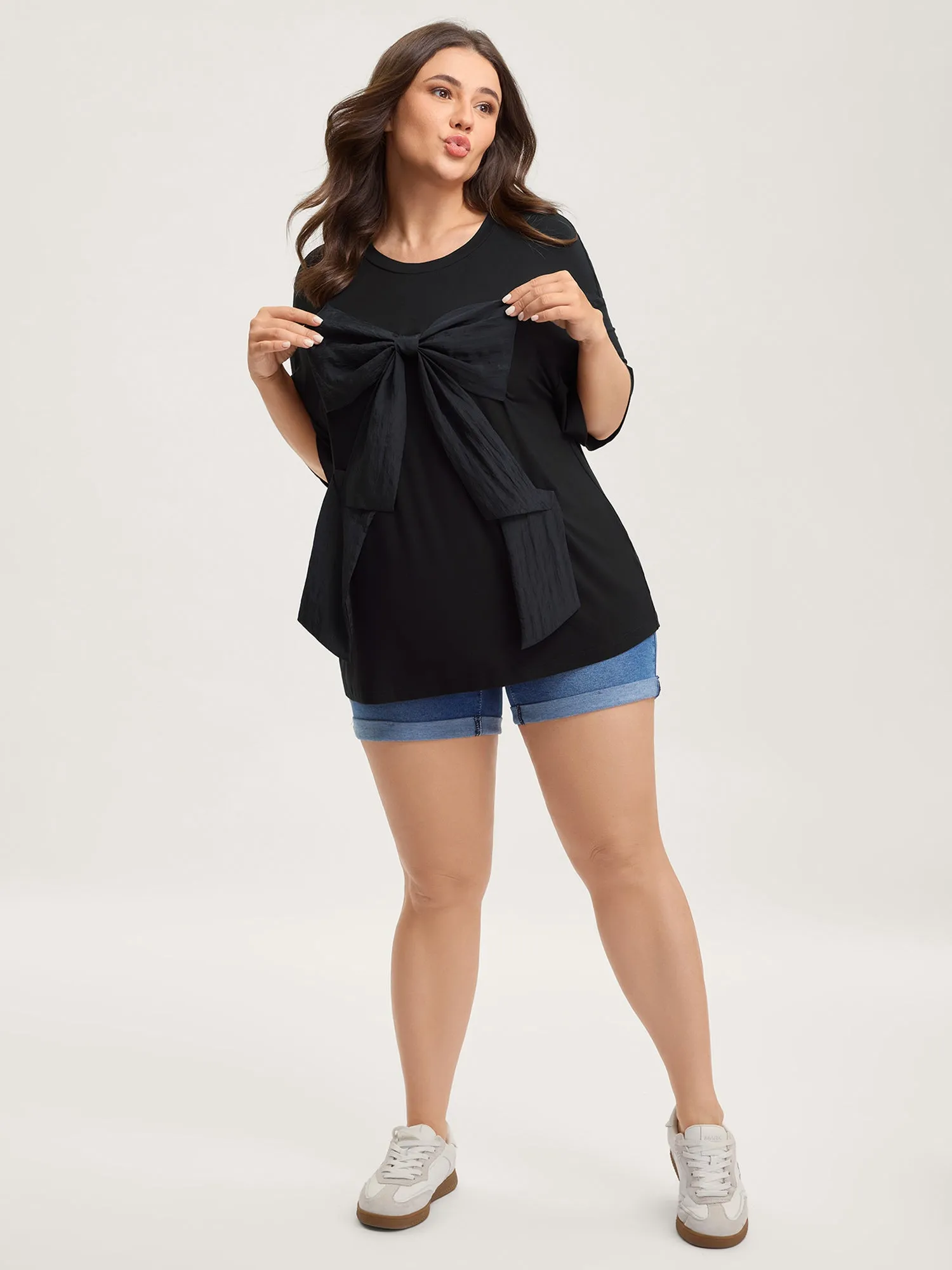 3D Bow-Tie Front Supersoft T-Shirt sold by Bloomchic product image thumbnail 3