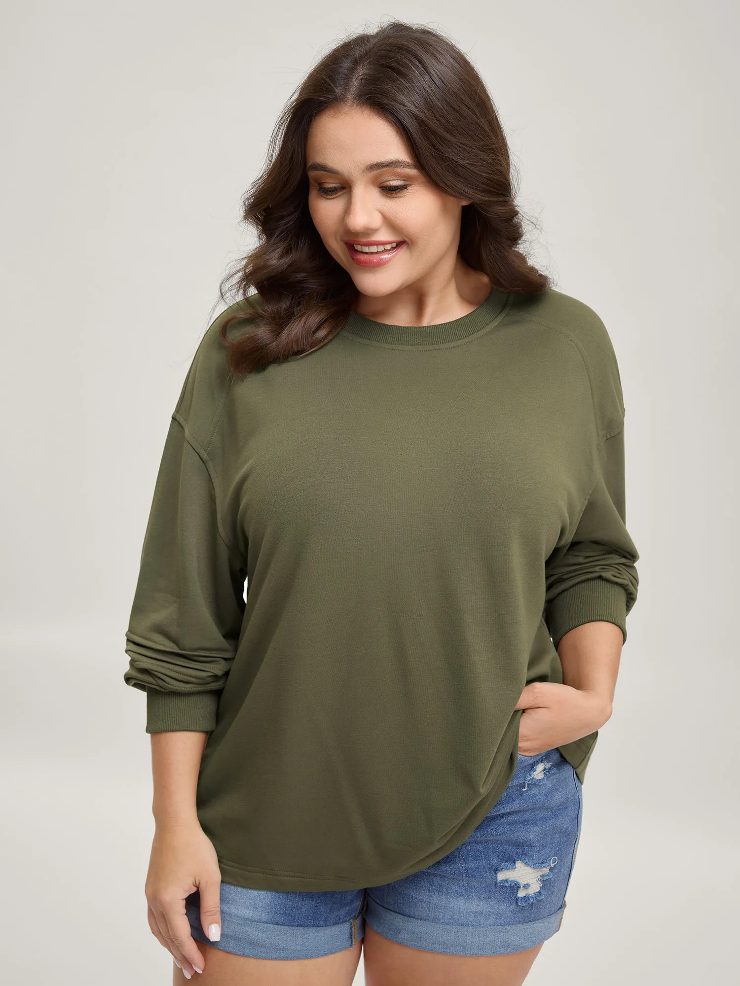 Striped Round Neck Relaxed Fit Sweatshirt sold by Bloomchic