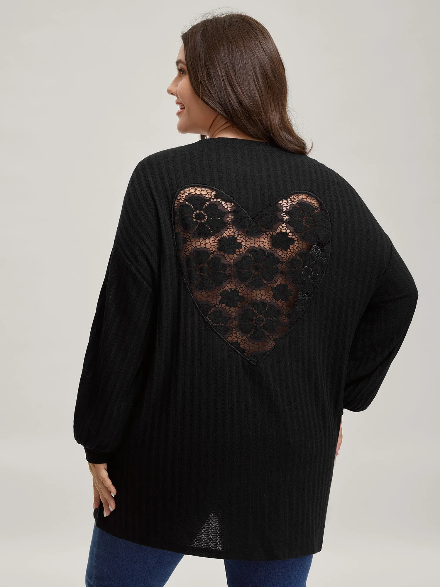 Heart Sheer Back Cut-Out Relaxed Sweatshirt sold by Bloomchic