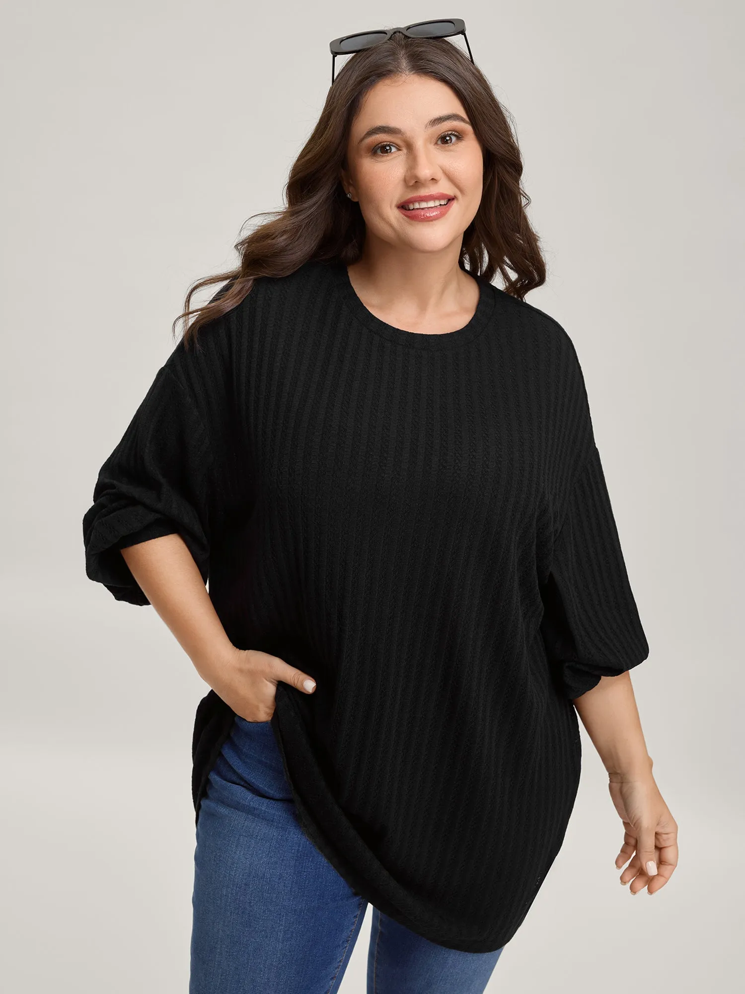 Heart Sheer Back Cut-Out Relaxed Sweatshirt sold by Bloomchic product image thumbnail 2