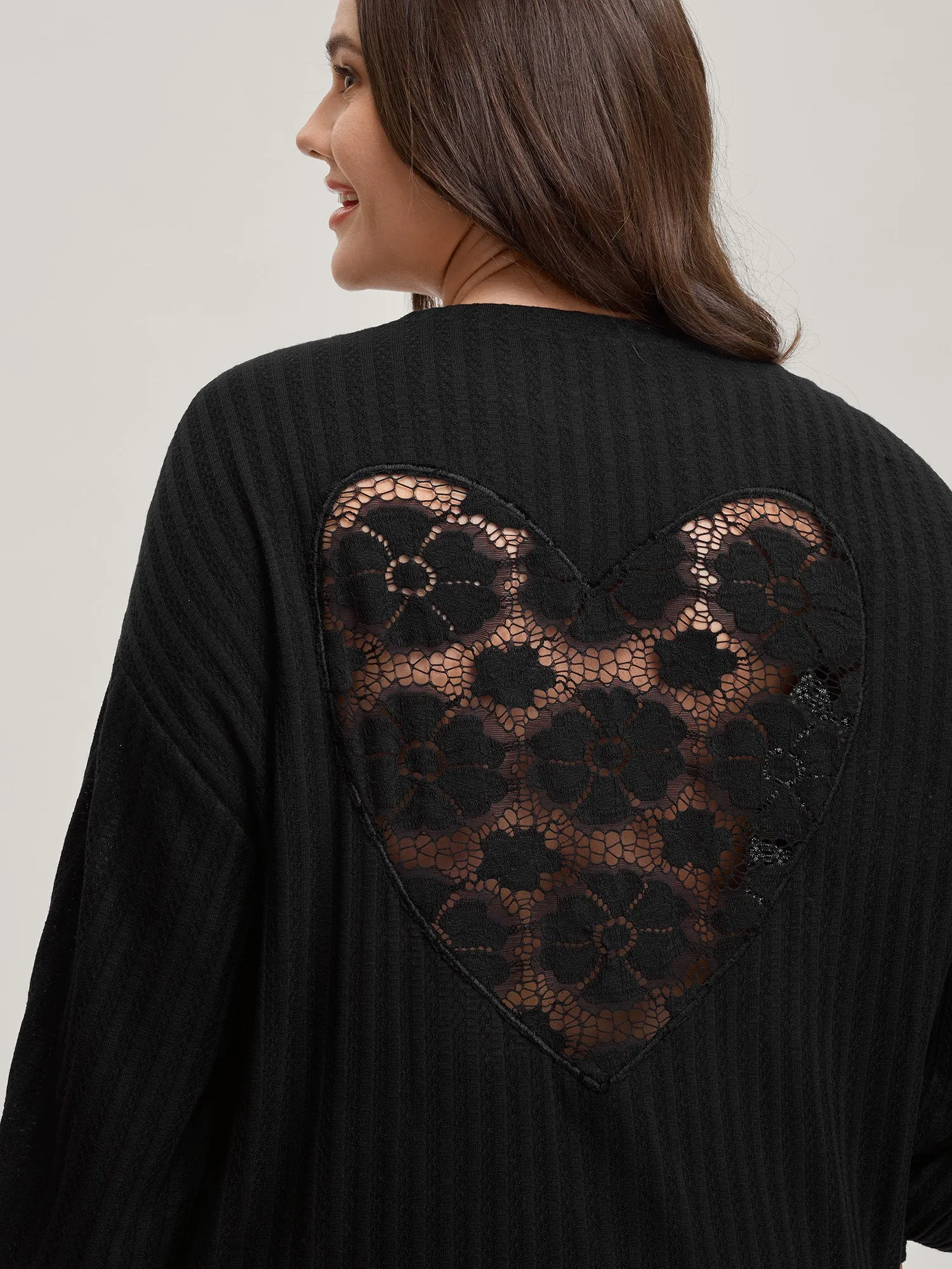 Heart Sheer Back Cut-Out Relaxed Sweatshirt sold by Bloomchic product image thumbnail 5