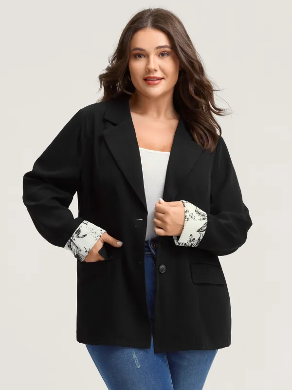 Contrast Sleeve Pockets Solid Blazer sold by Bloomchic