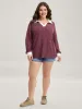 2-in-1 Collar Color Contrast Sweatshirt sold by Bloomchic