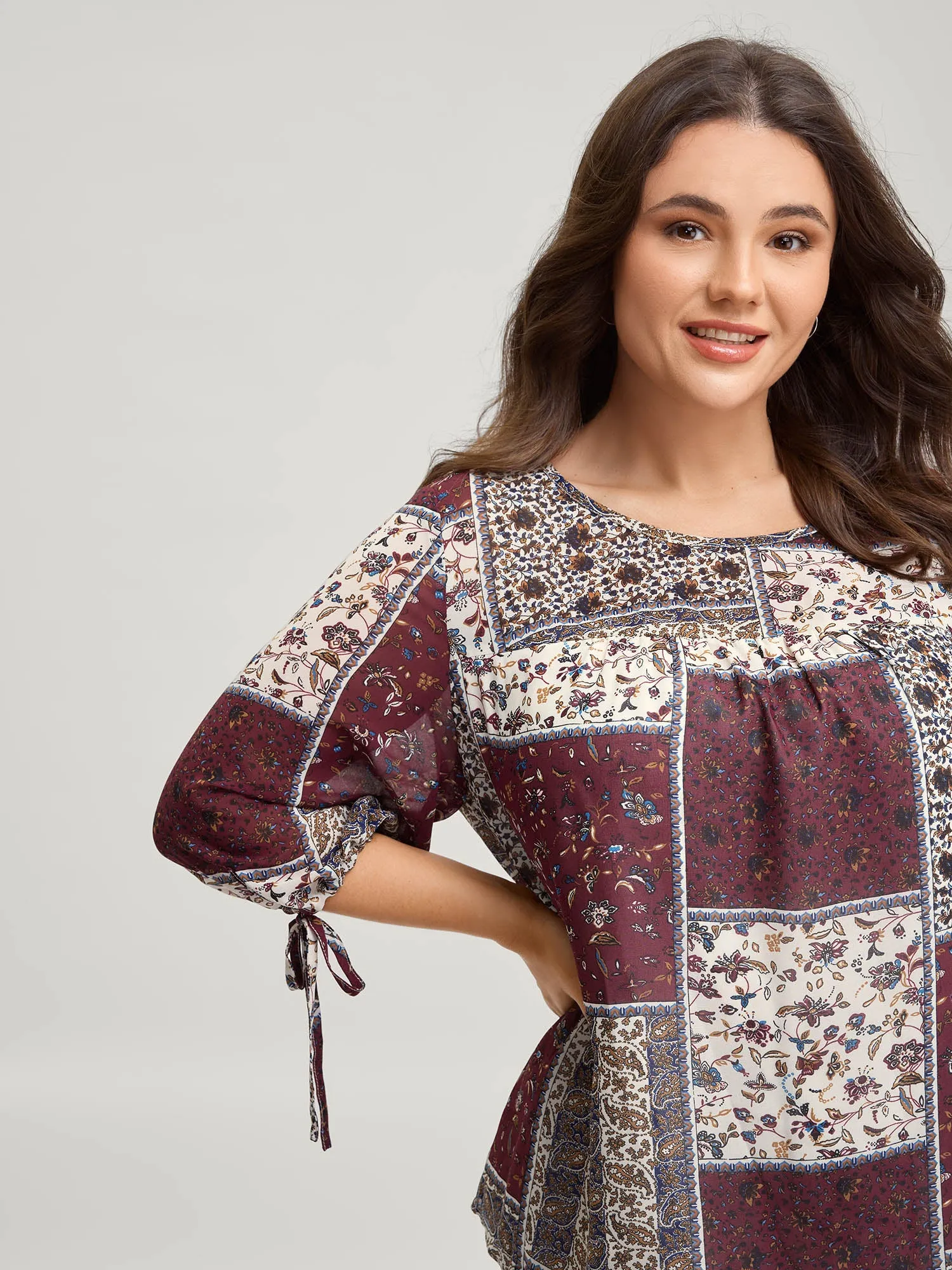 Boho Collage Print Sleeve-Tie Blouse sold by Bloomchic product image thumbnail 2