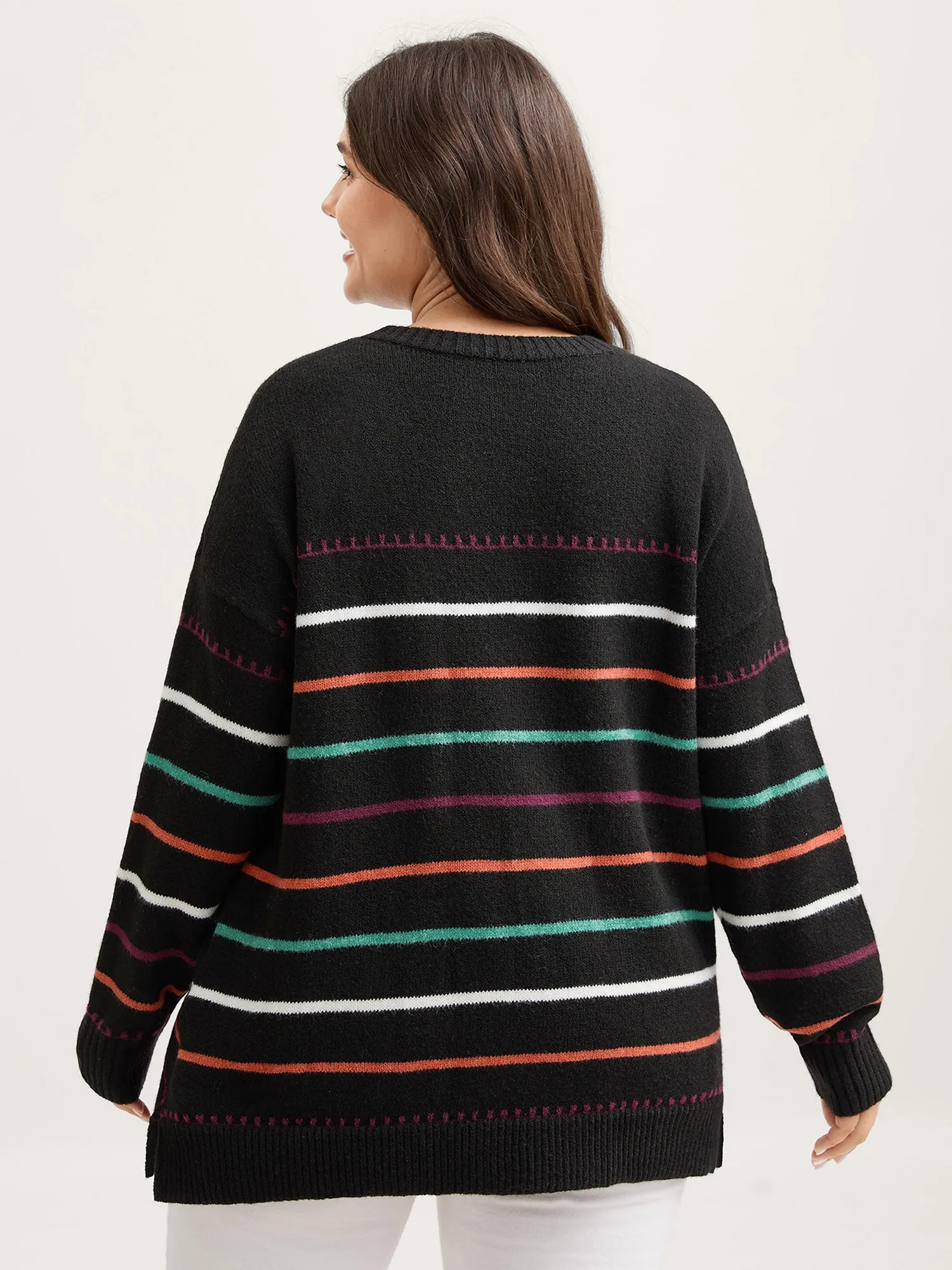 Colorful Stripes Crewneck Fitted Pullover sold by Bloomchic product image thumbnail 5
