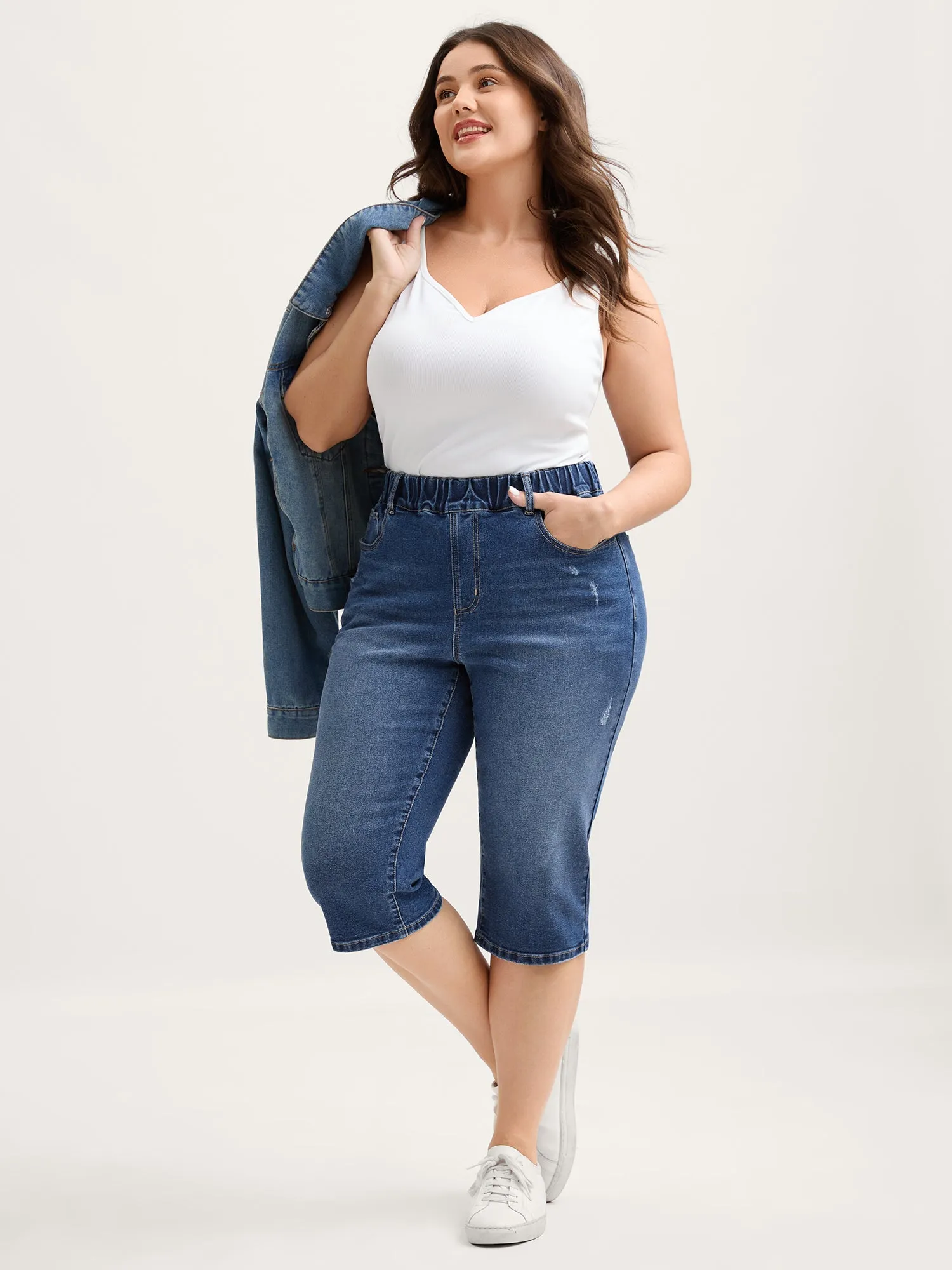 Classic Wash Stretchy Waist Skinny-Fit Jeans sold by Bloomchic product image thumbnail 4