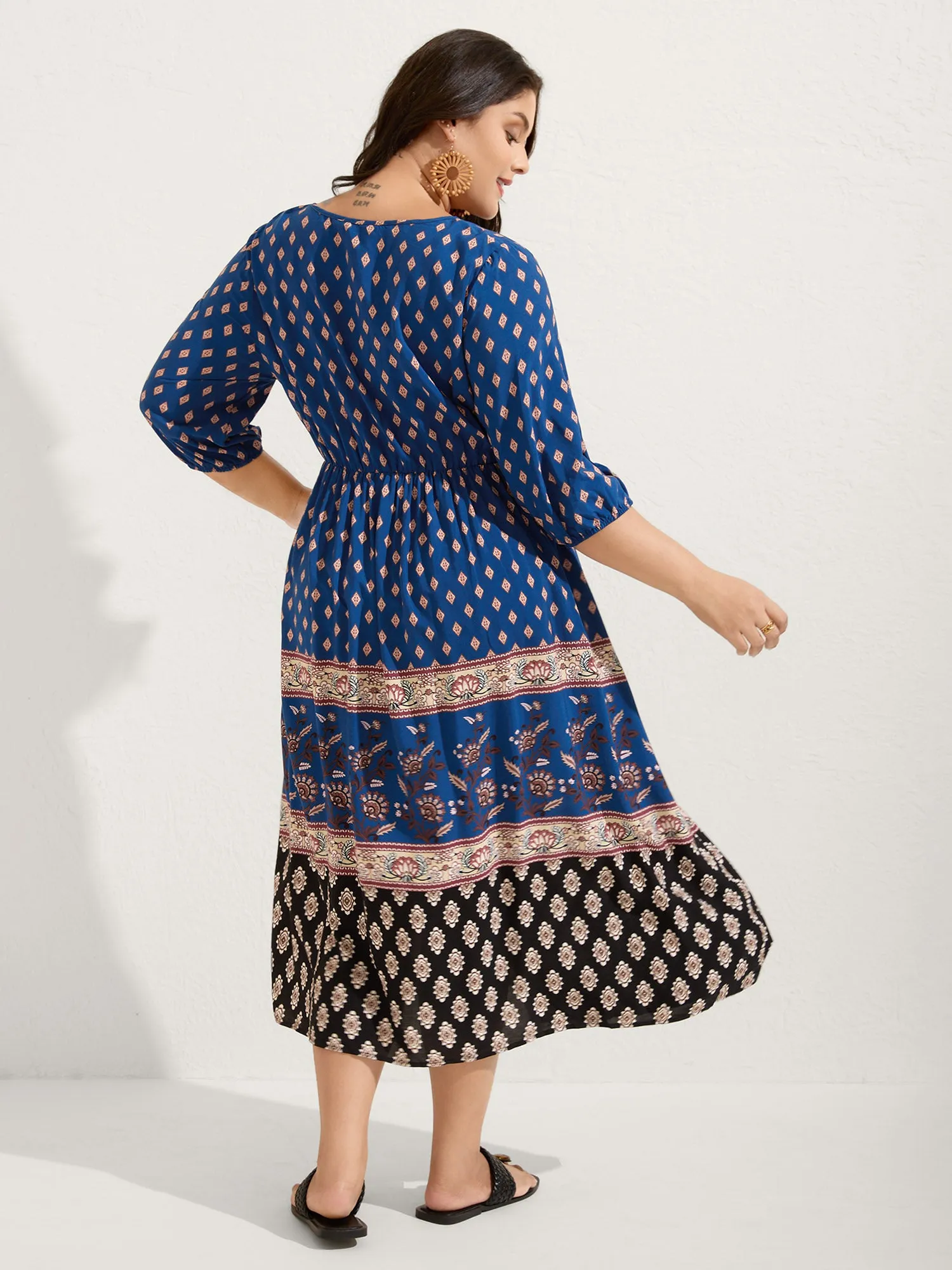 Mixed Floral Print Pockets Midi Dress sold by Bloomchic product image thumbnail 4