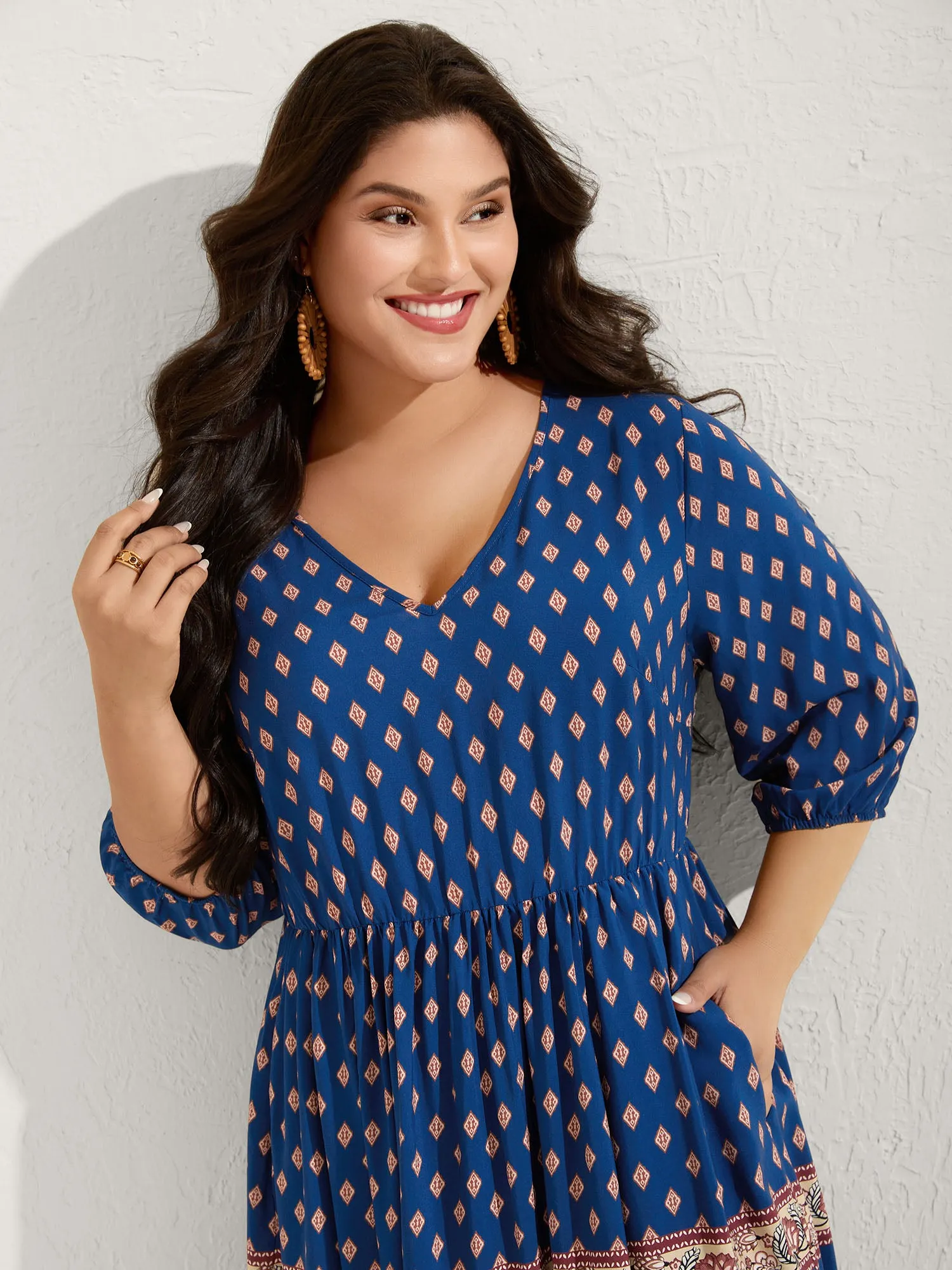 Mixed Floral Print Pockets Midi Dress sold by Bloomchic product image thumbnail 2