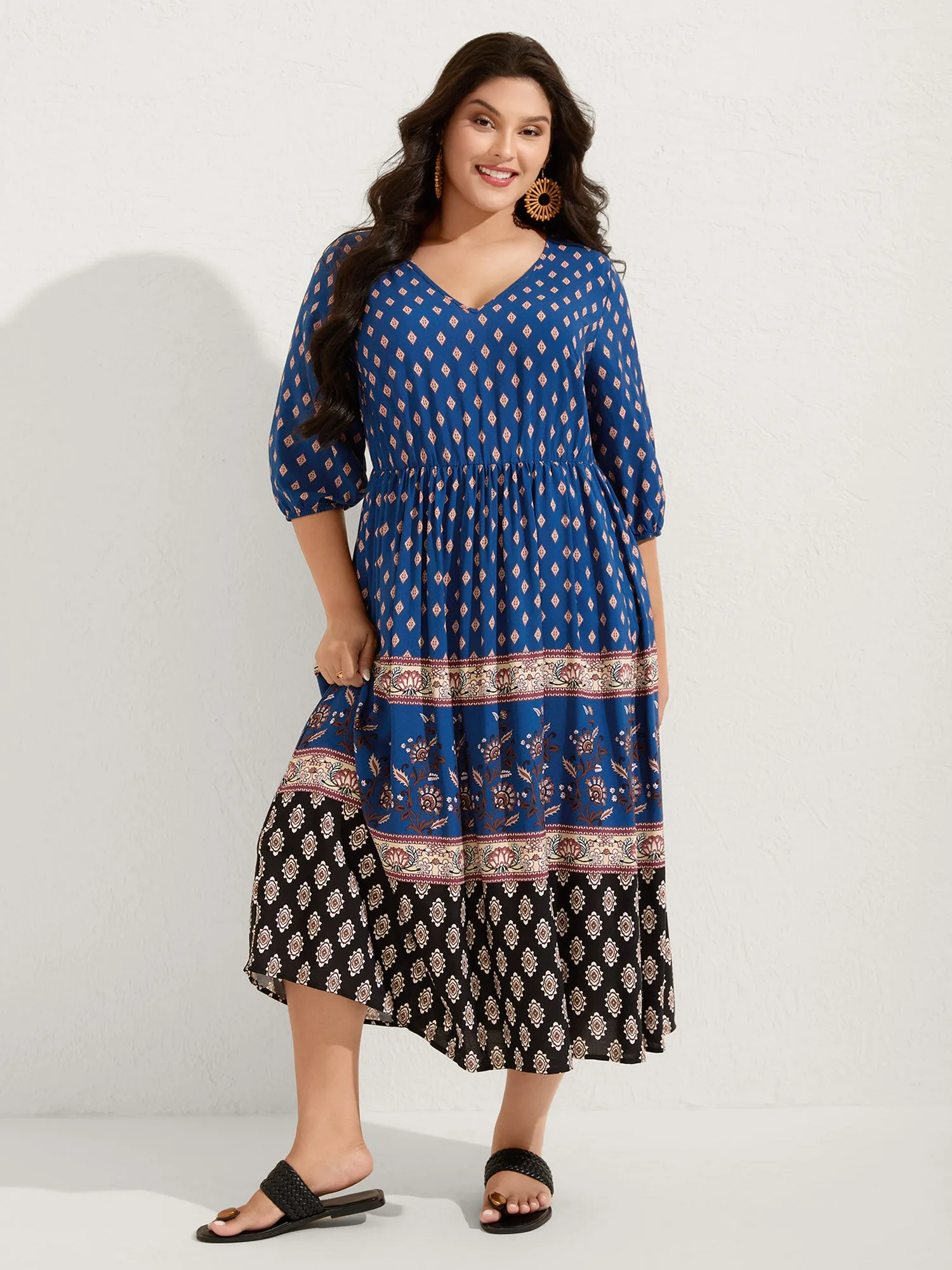 Mixed Floral Print Pockets Midi Dress sold by Bloomchic product image thumbnail 3