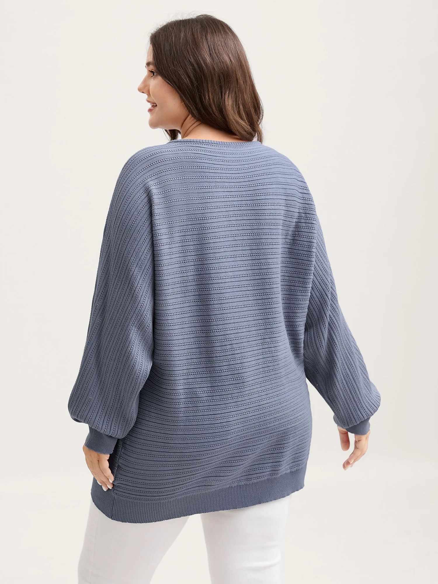 Supersoft Textured V-Neck Batwing Sleeve Pullover sold by Bloomchic product image thumbnail 5