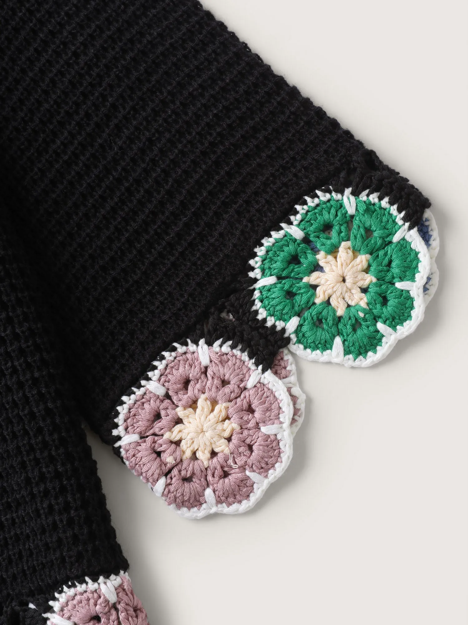 Crochet Floral Hem V-Neck Pullover sold by Bloomchic product image thumbnail 5