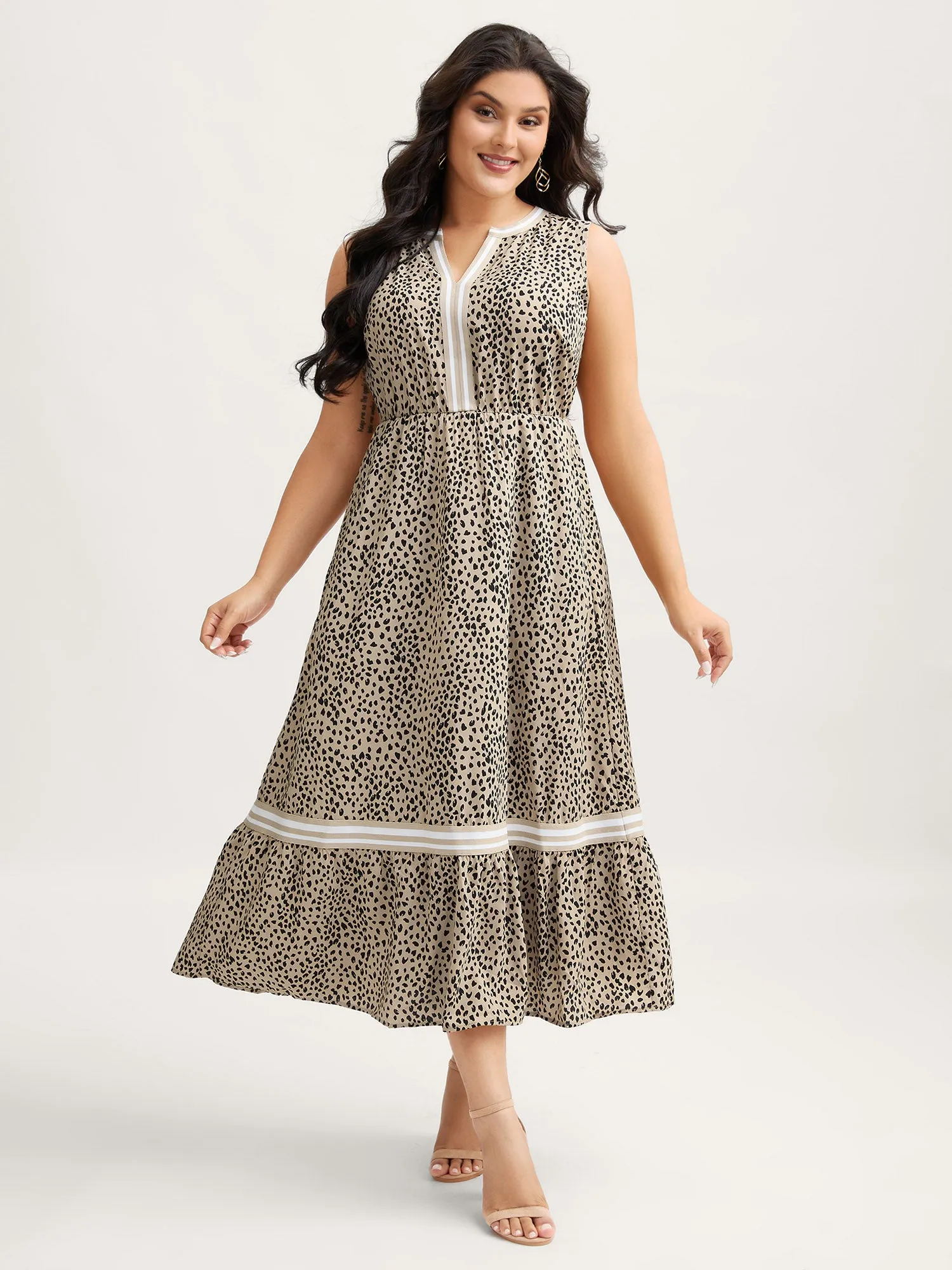 Leopard Print V-Neck Pockets Midi Dress sold by Bloomchic