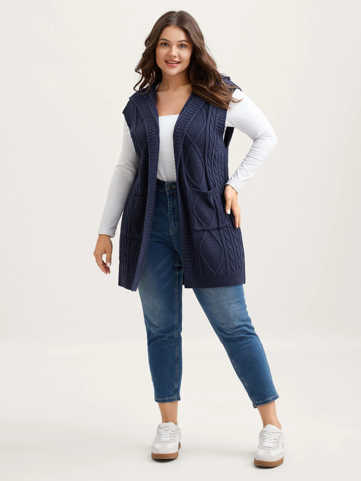 Twisted Hooded Sleeveless Knit Cardigan sold by Bloomchic product image thumbnail 3