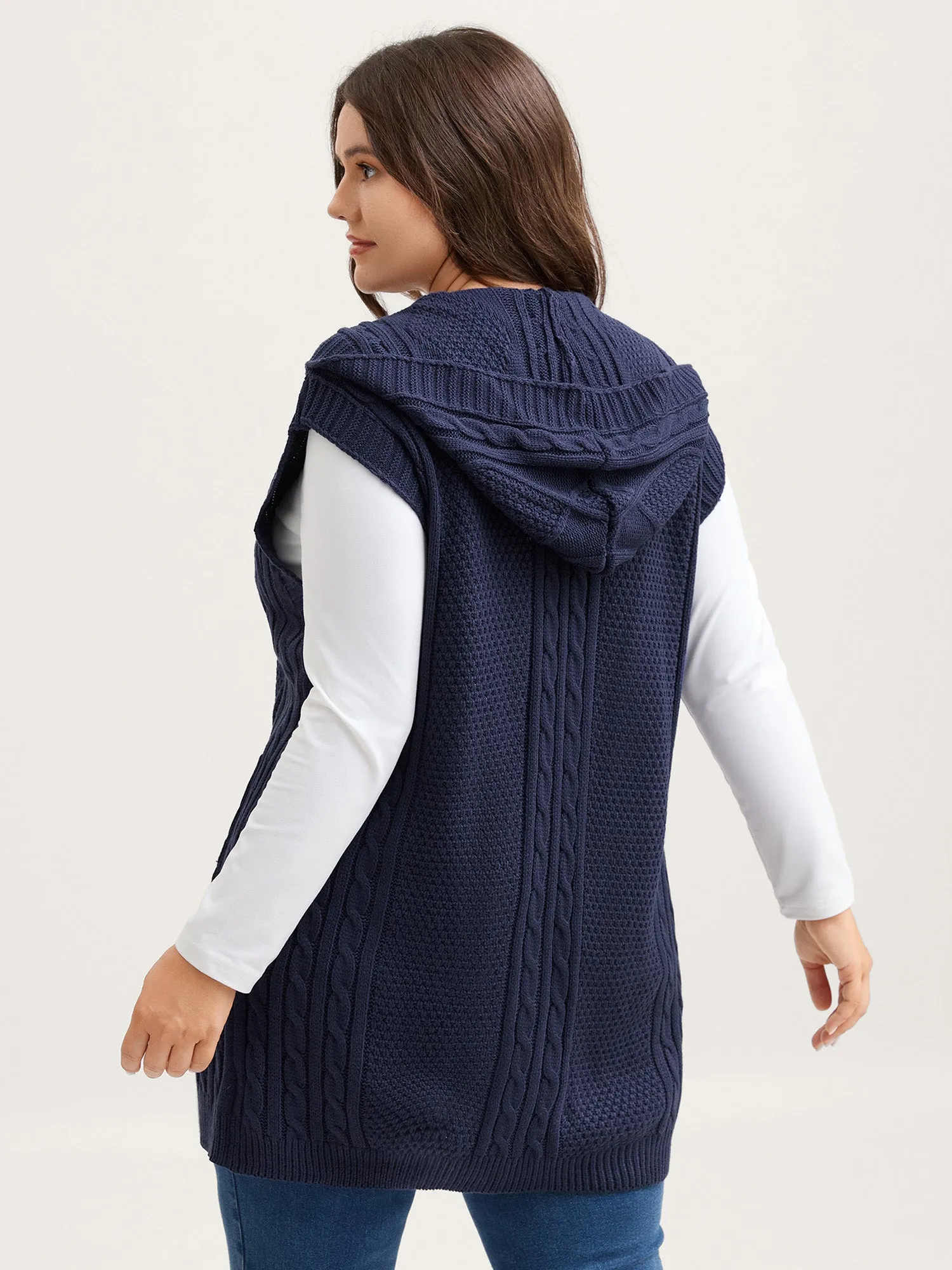 Twisted Hooded Sleeveless Knit Cardigan sold by Bloomchic product image thumbnail 4