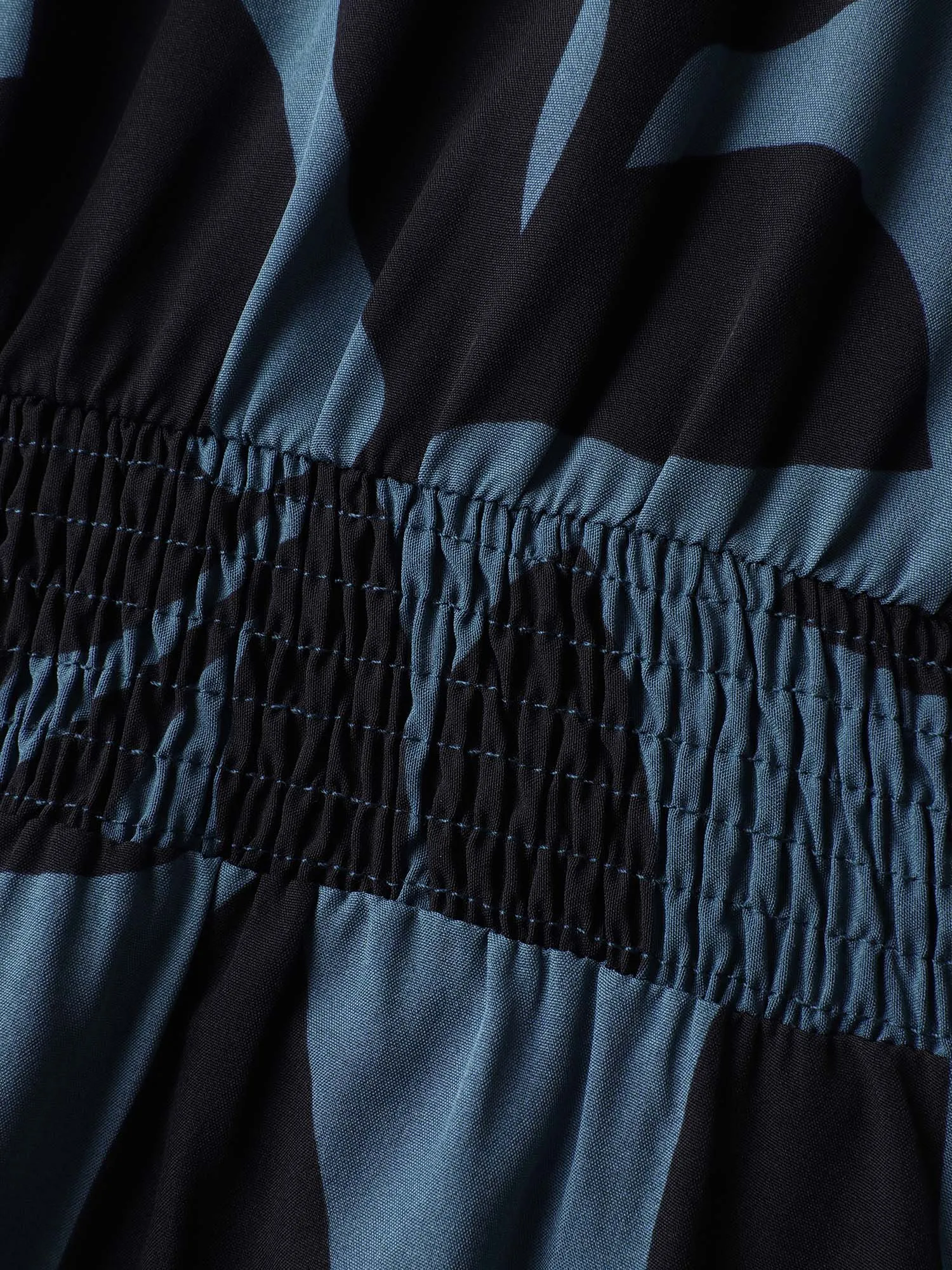 Silhouette Flower Print Shirred Waist Knee-Length Dress sold by Bloomchic product image thumbnail 5