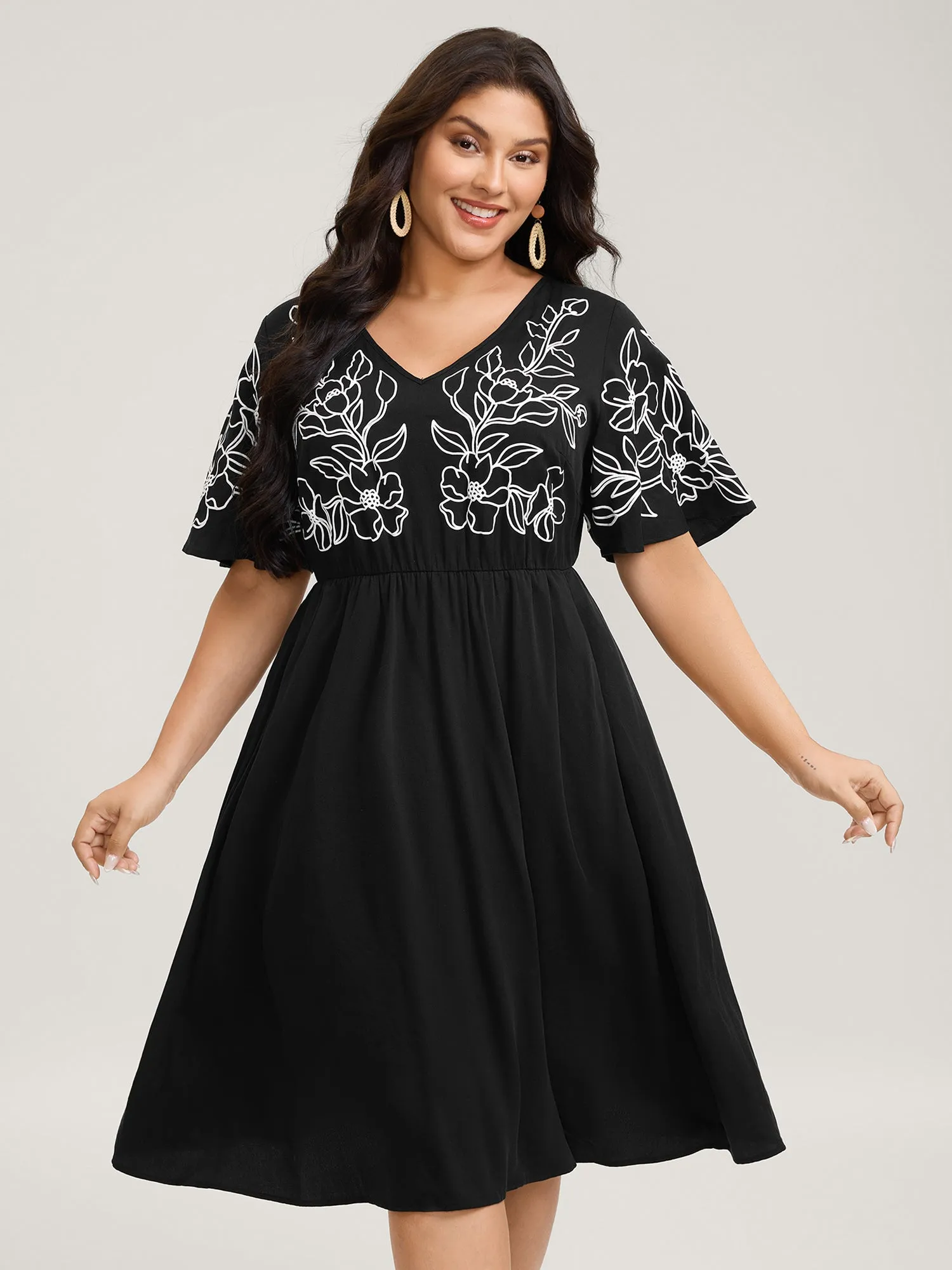 Floral Print Bodice Side Pockets Midi Dress sold by Bloomchic