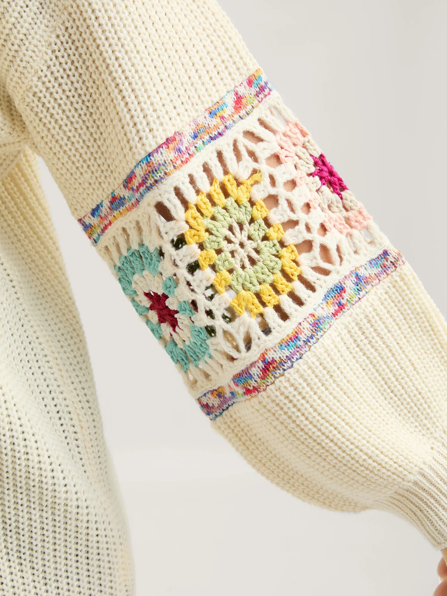 Crochet Floral Sleeve Lace Trim Pullover sold by Bloomchic product image thumbnail 2