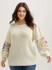 Crochet Floral Sleeve Lace Trim Pullover sold by Bloomchic