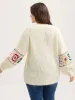 Crochet Floral Sleeve Lace Trim Pullover sold by Bloomchic