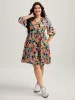 Colorful Floral Print Pockets Knee-Length Dress sold by Bloomchic