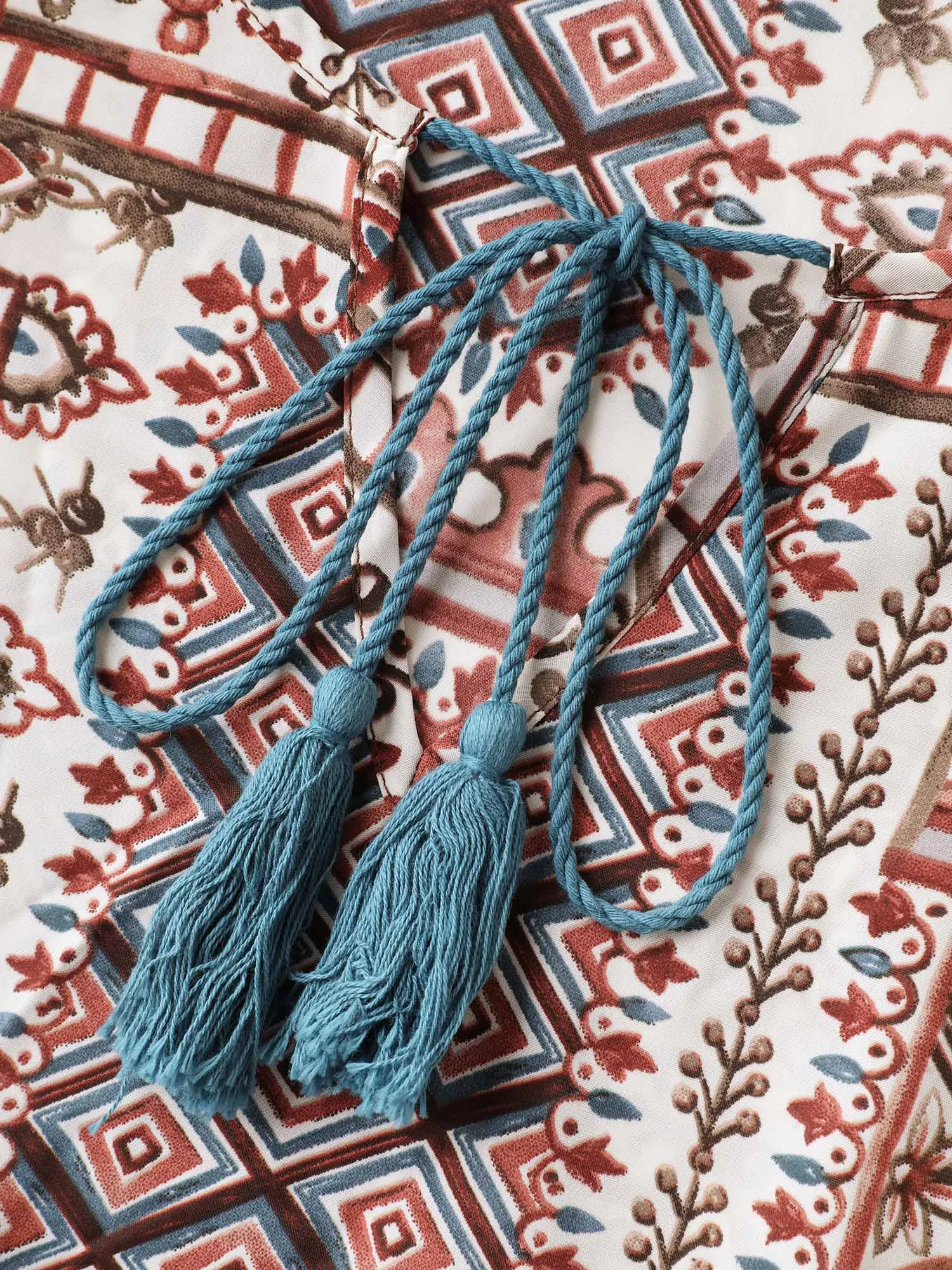 Boho Collage Print Neck-Tie Midi Dress sold by Bloomchic product image thumbnail 5