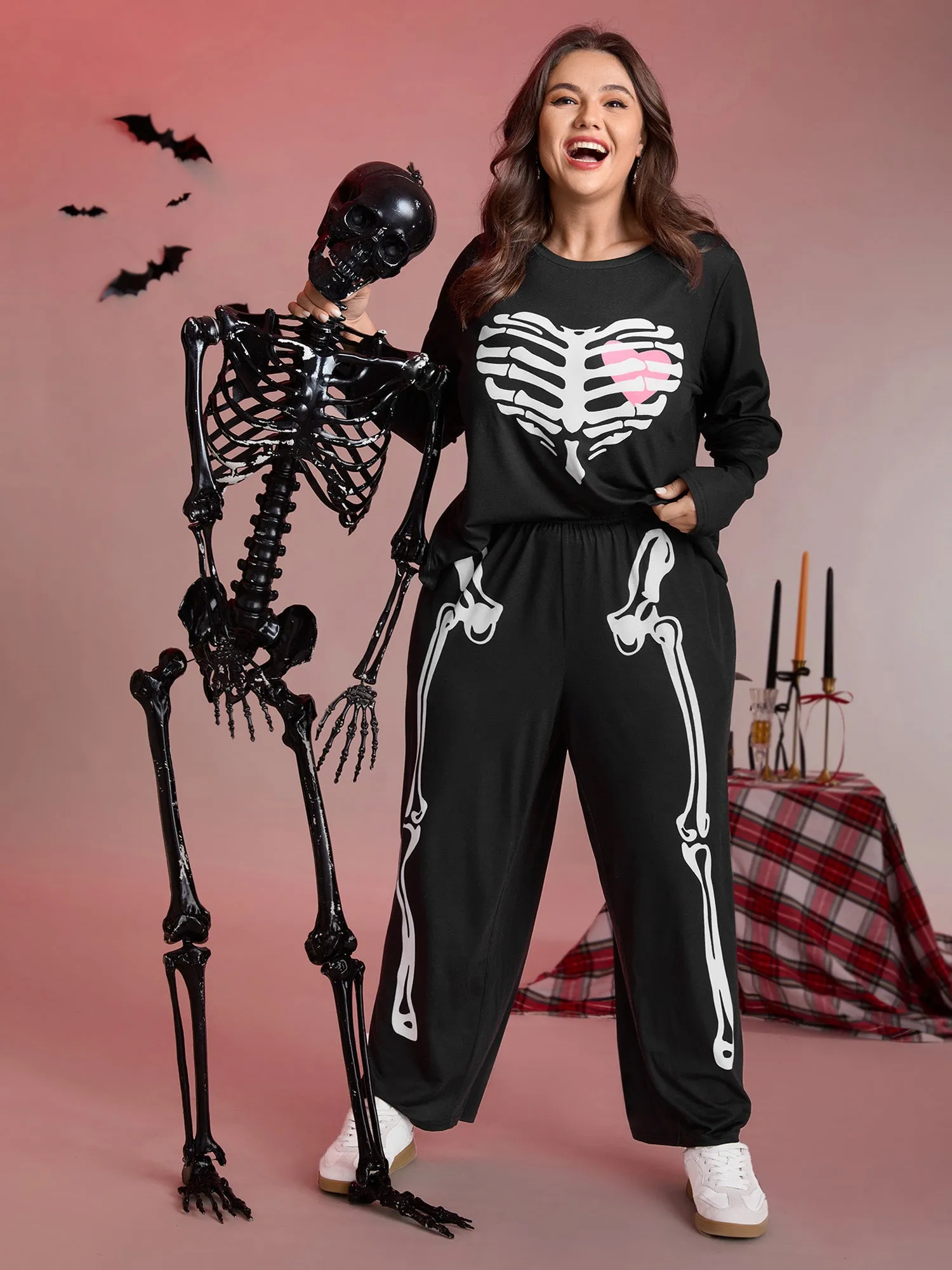 Hearty Skull Print Loungewear Set sold by Bloomchic