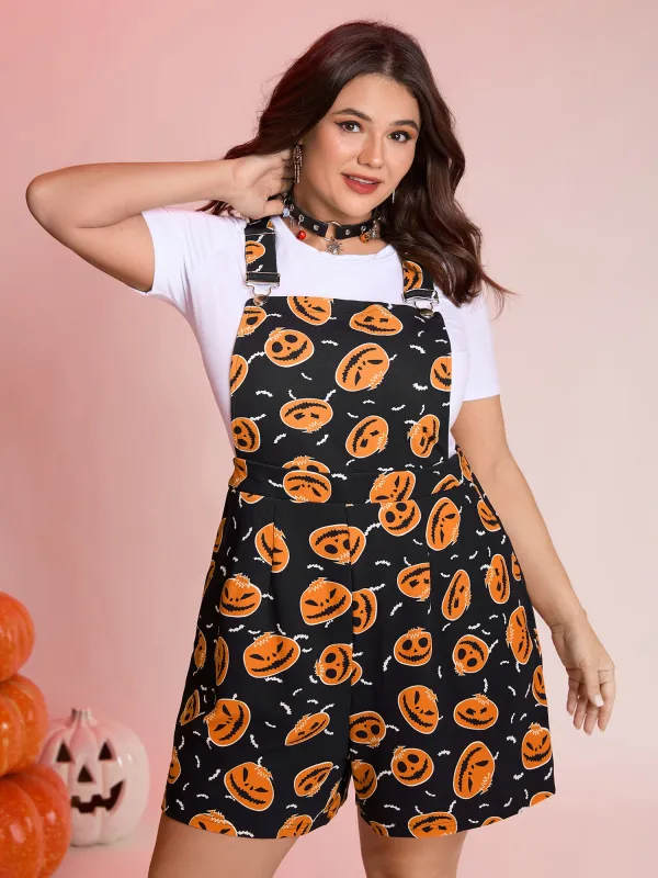 Pumpkin Everywhere Elastic Waist Romper sold by Bloomchic