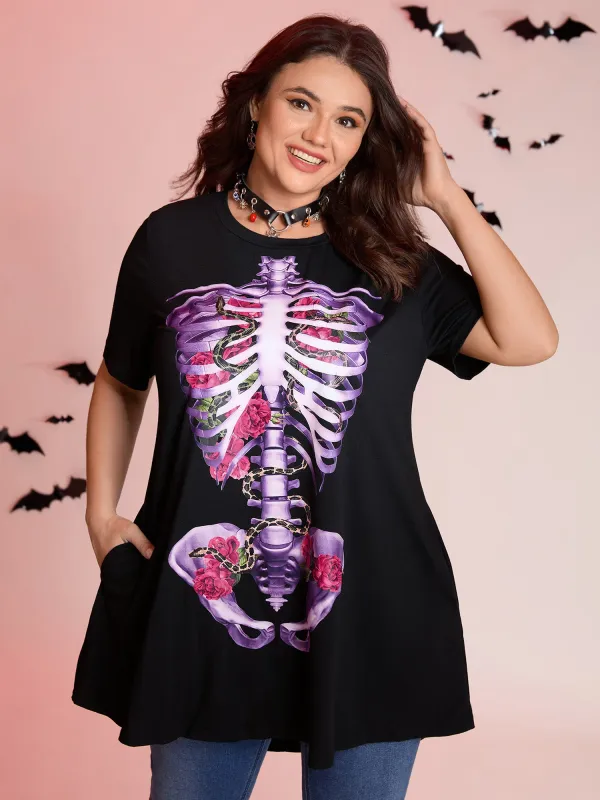 Spooky Skull Supersoft Tunic Mini Dress sold by Bloomchic